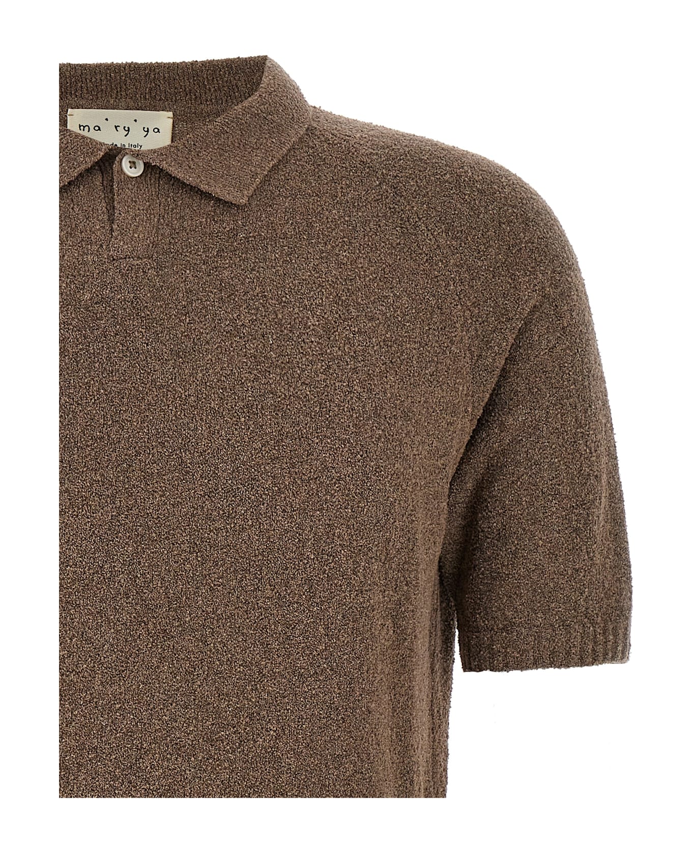 Ma
ry
ya Bouclé Cotton Polo Shirt - Beige