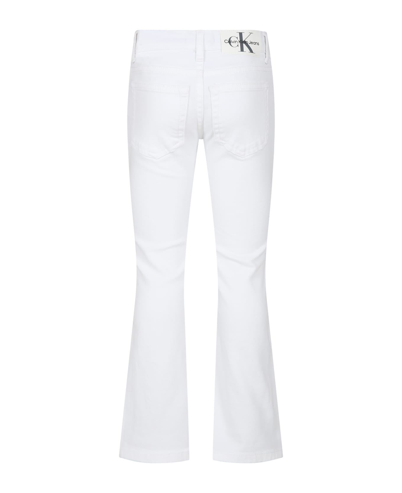 Calvin Klein White Jeans For Girl With Logo - White