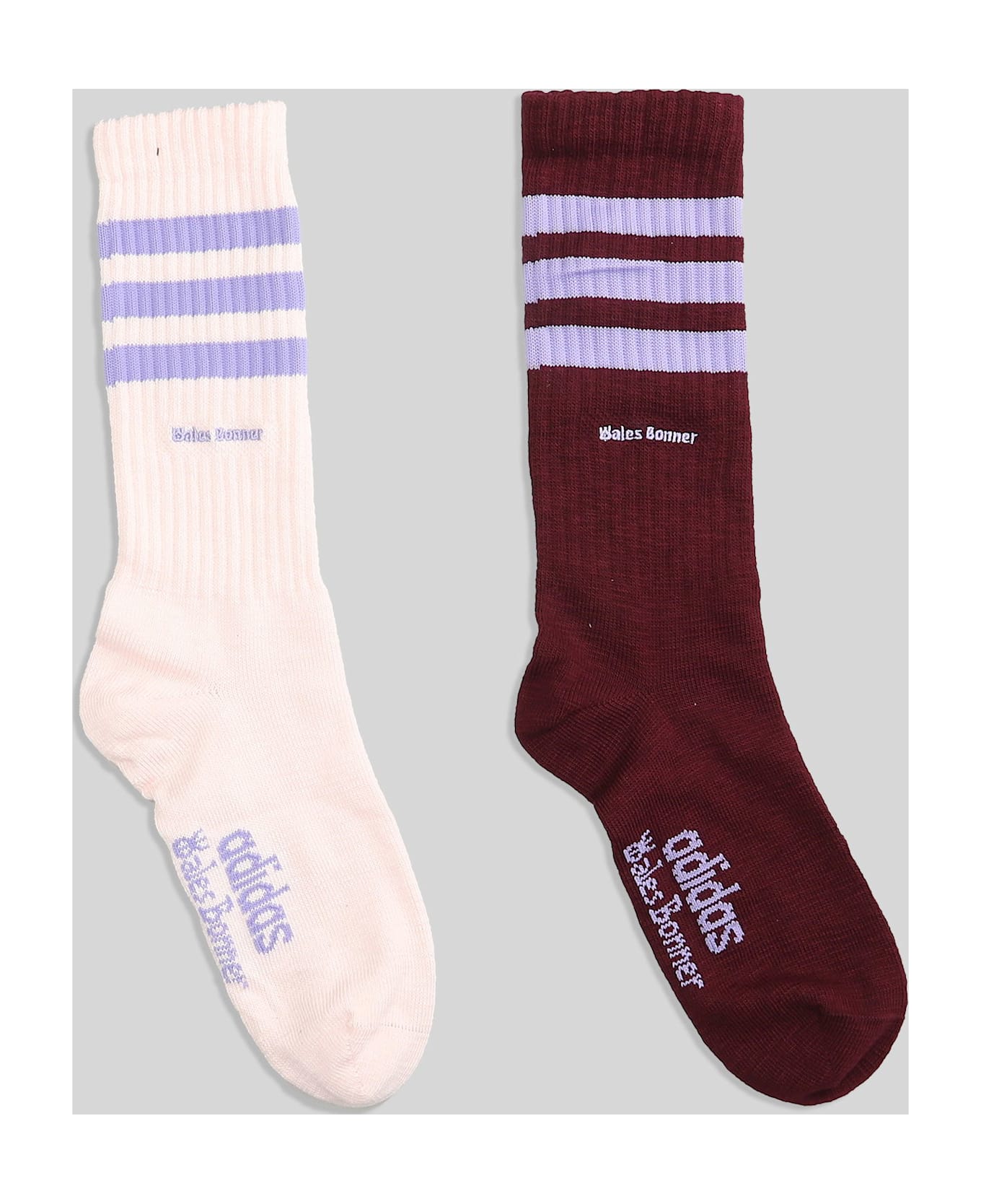 Adidas Originals by Wales Bonner 3s Sock Socks In Bordeaux Cotton - bordeaux