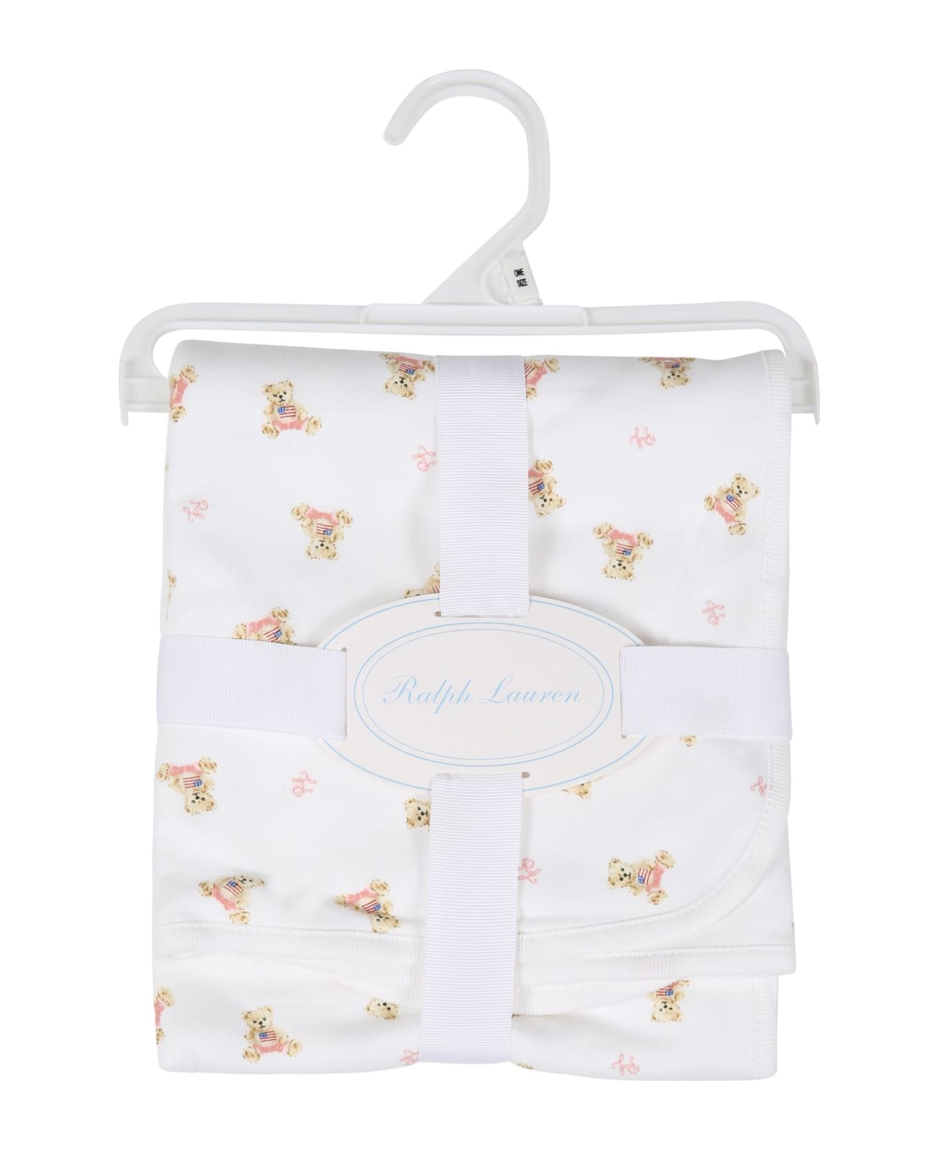 Ralph Lauren White Blanket For Babygirl With Bears - White