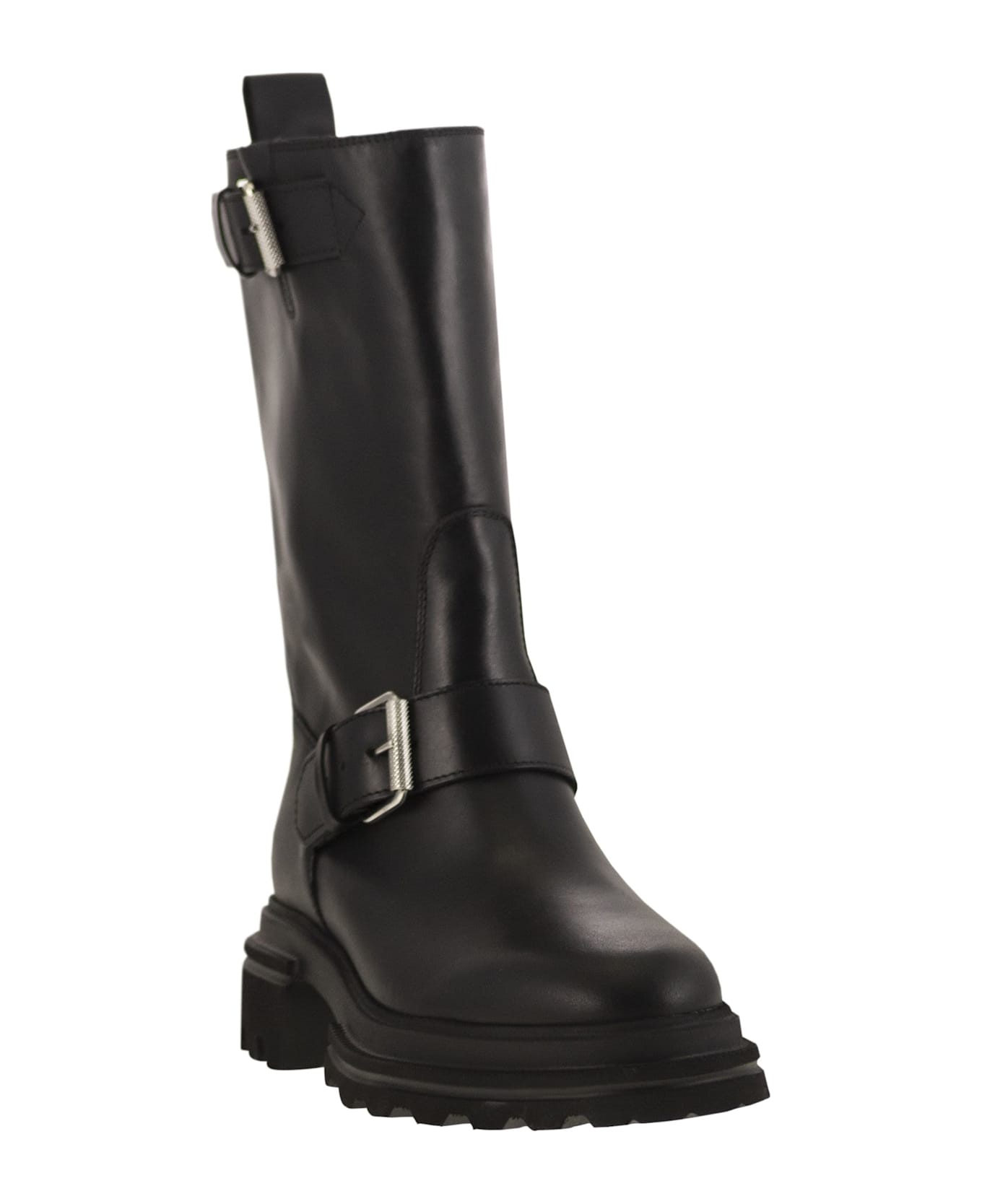 Hogan H674 - Leather Biker - Black