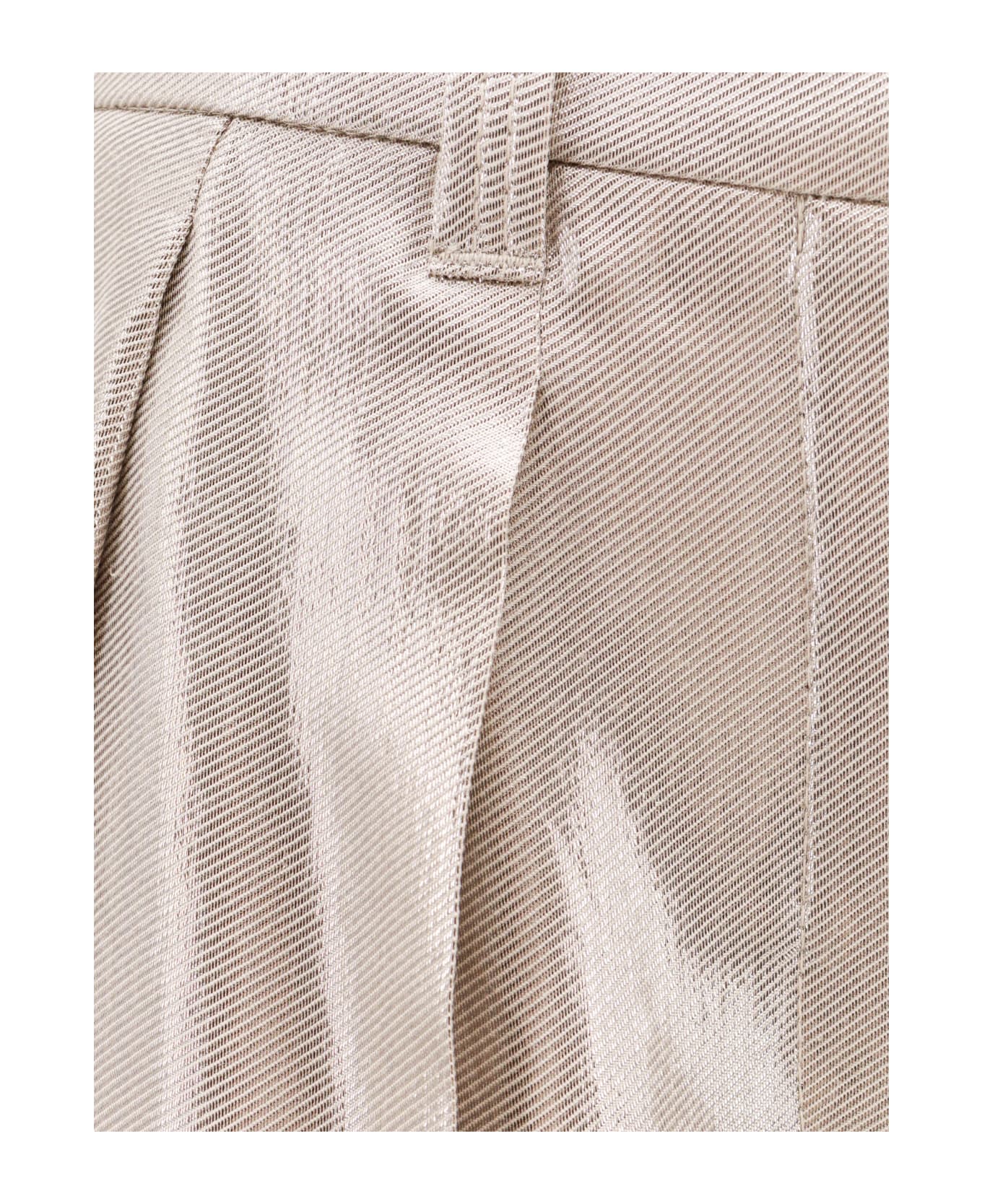 Brunello Cucinelli Laminated-effect Belt-looped Trousers - Beige