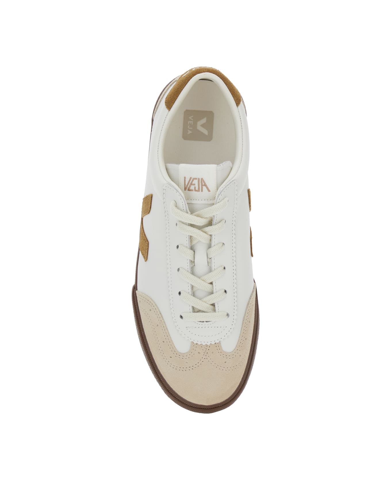 Veja 
volley
 White Low Top Sneakers With Contrasting Heel With Logo Lettering And Logo Patch On The Side In Leather Unisex - White