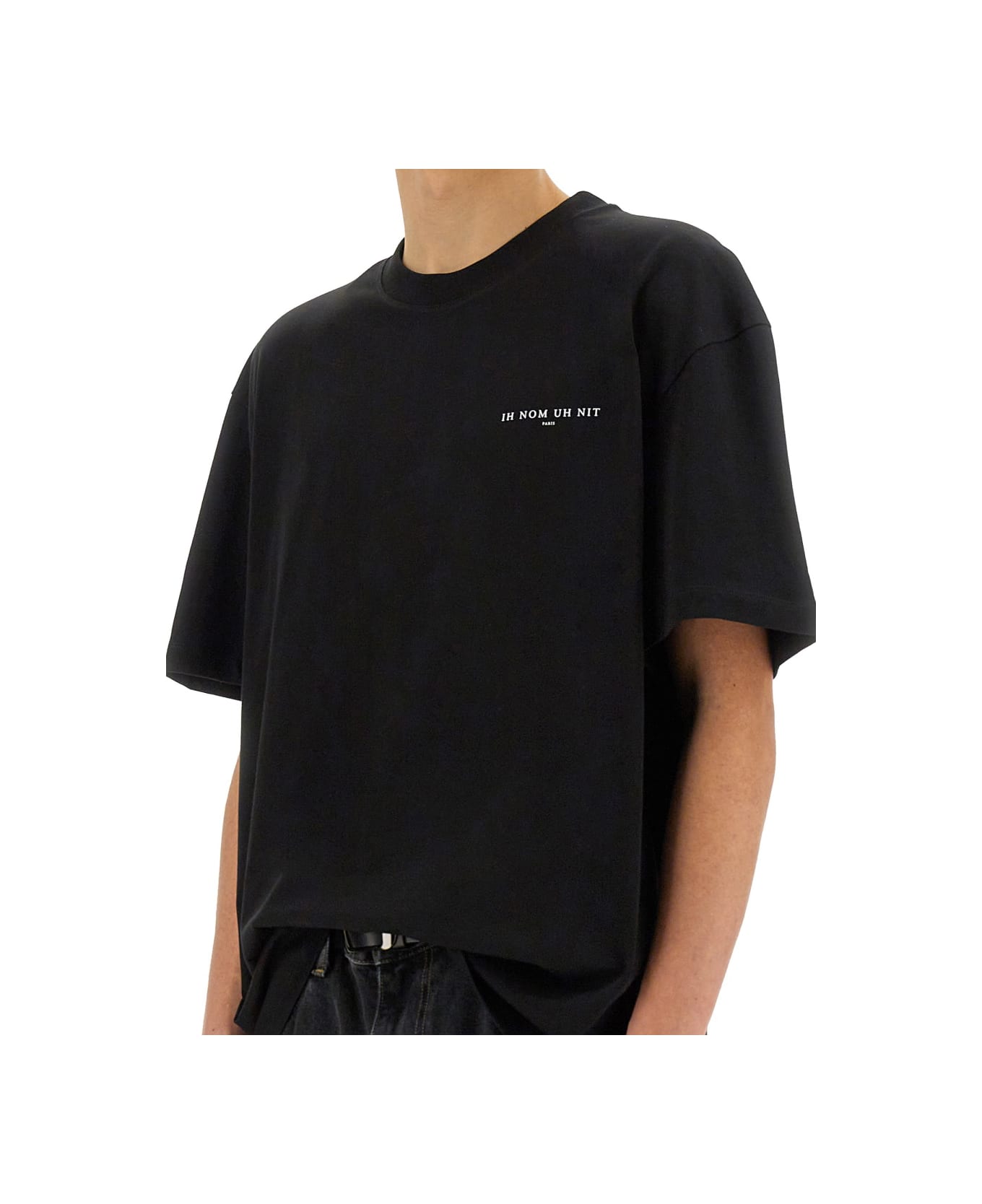 ih nom uh nit Crown Mask Print T-shirt - BLACK