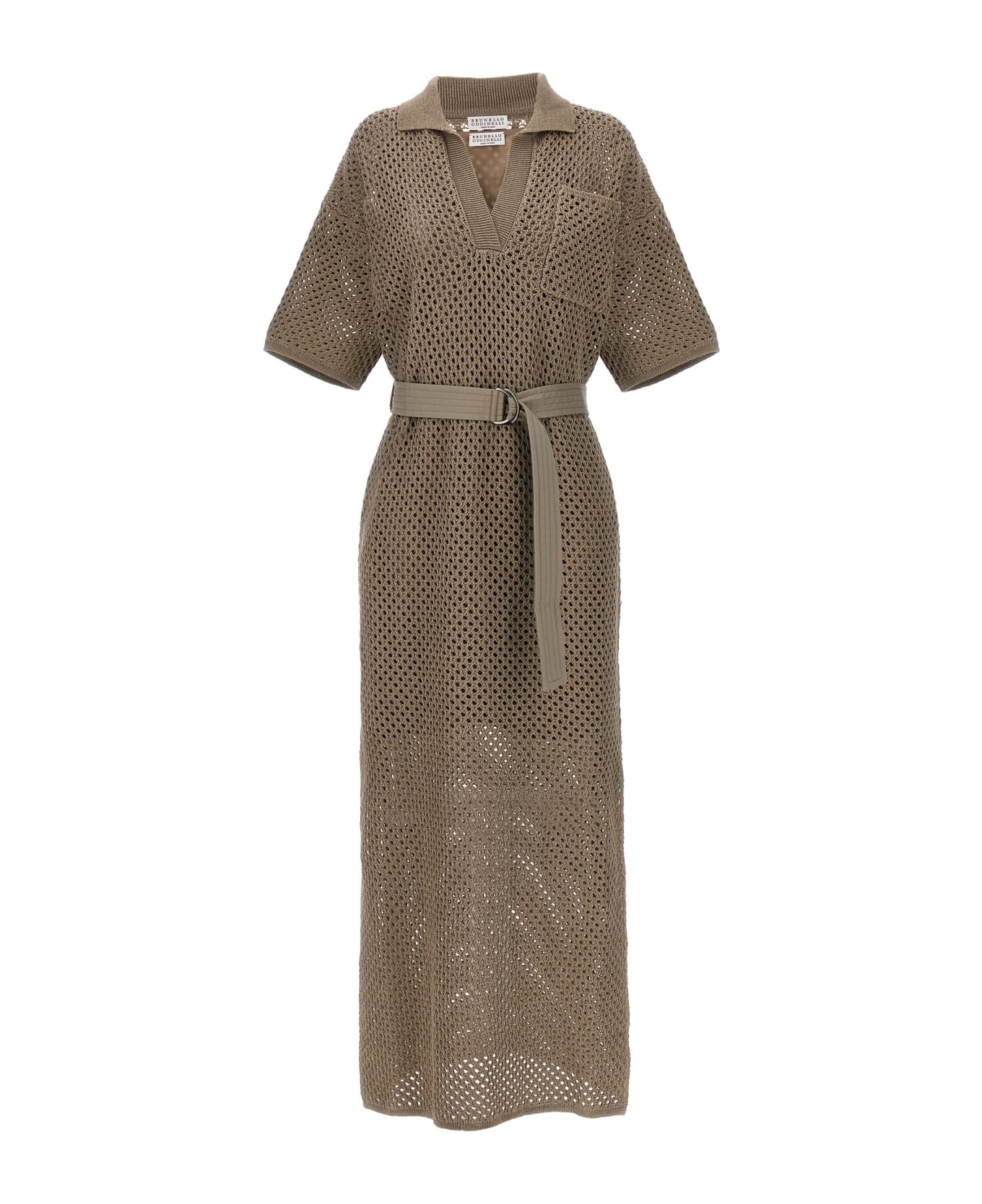Brunello Cucinelli Knitted Midi Dress - BROWN