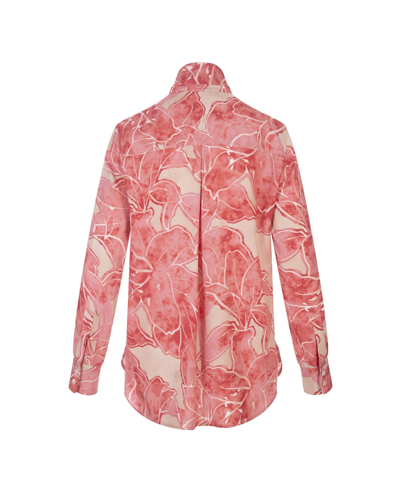 Kiton Printed Pink Silk Shirt With Lavalliere Collar - Pink