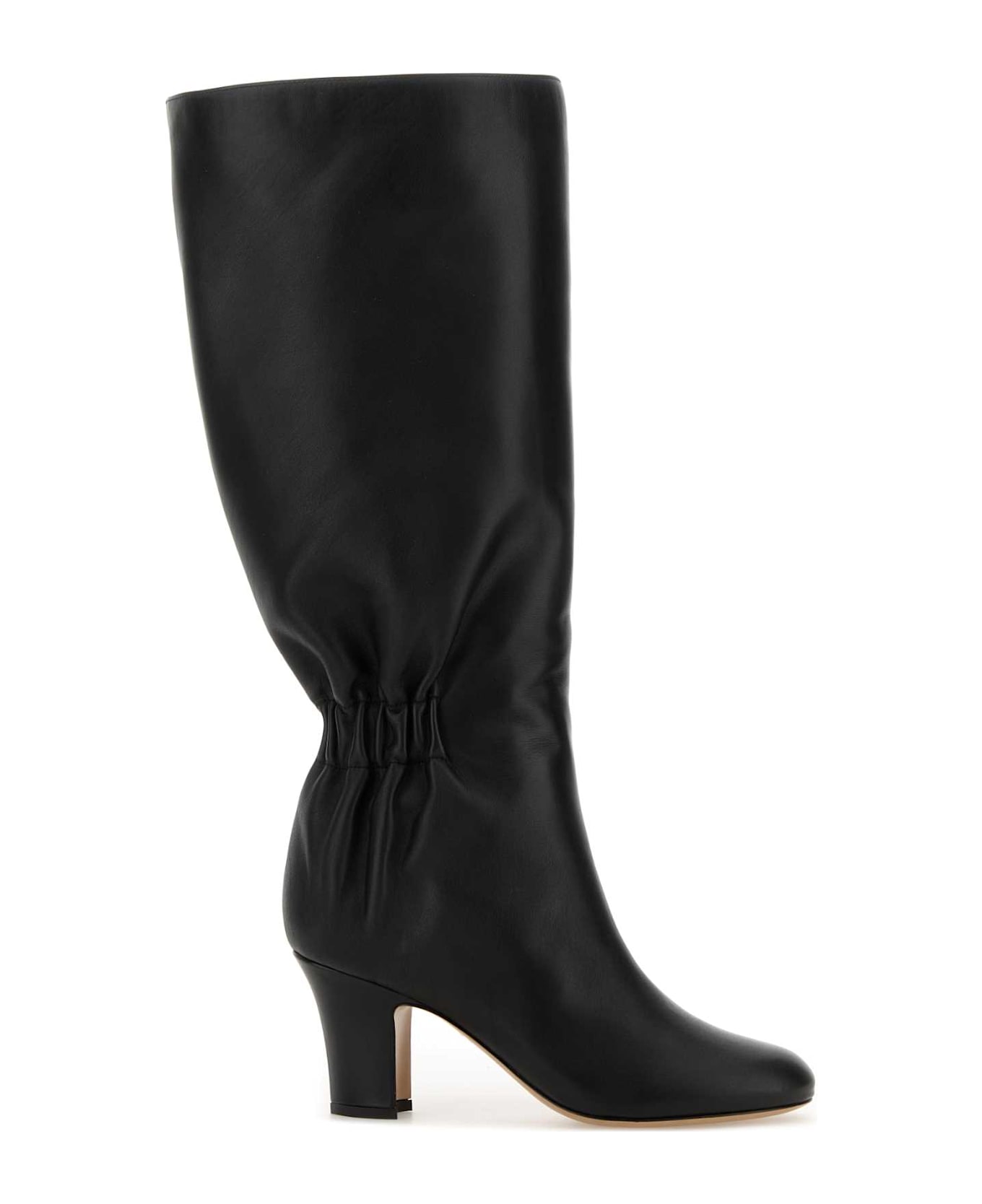 Ferragamo Black Leather Jannette 70 Boots - NERONERONERO