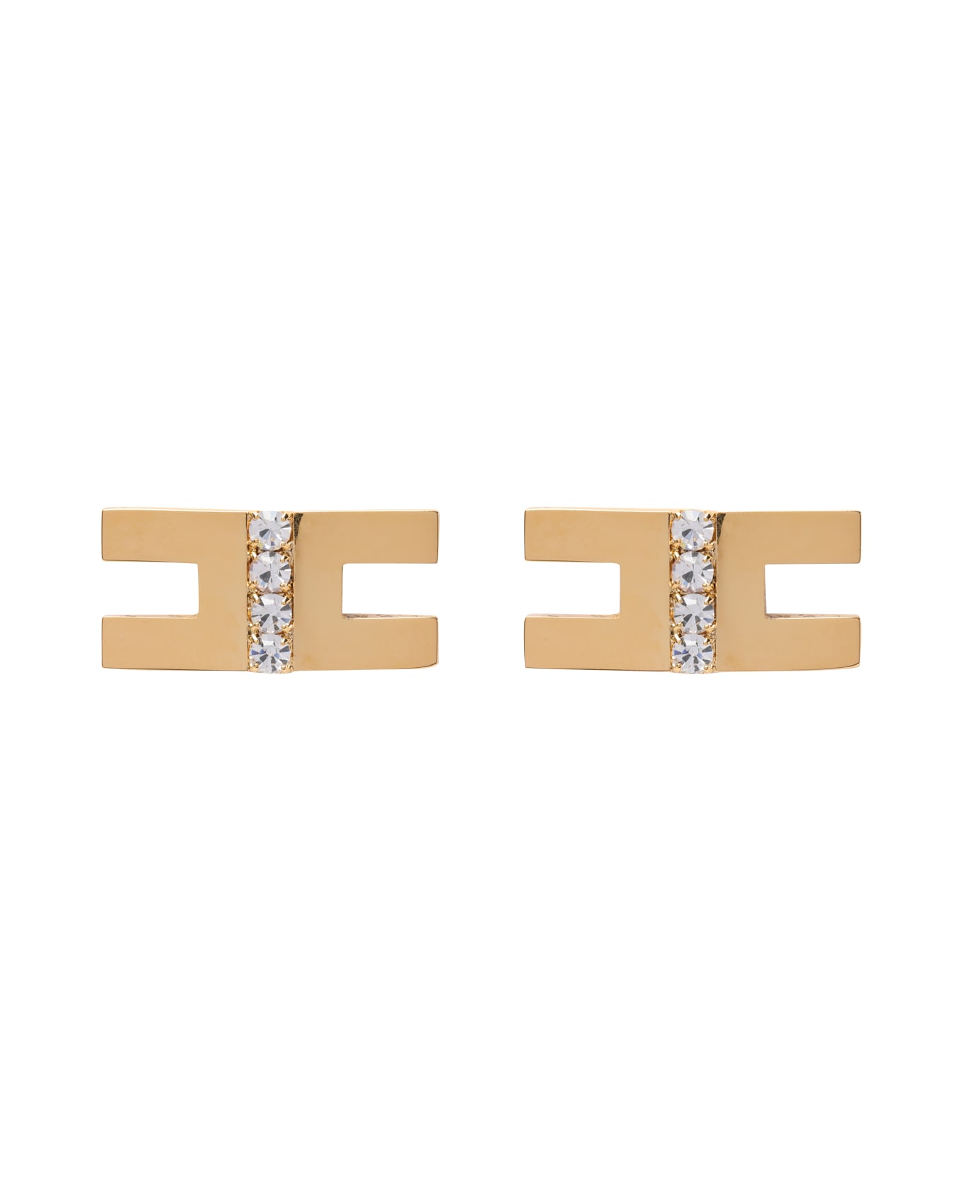 Elisabetta Franchi Logo Strass Trilogy Earrings Elisabetta Franchi