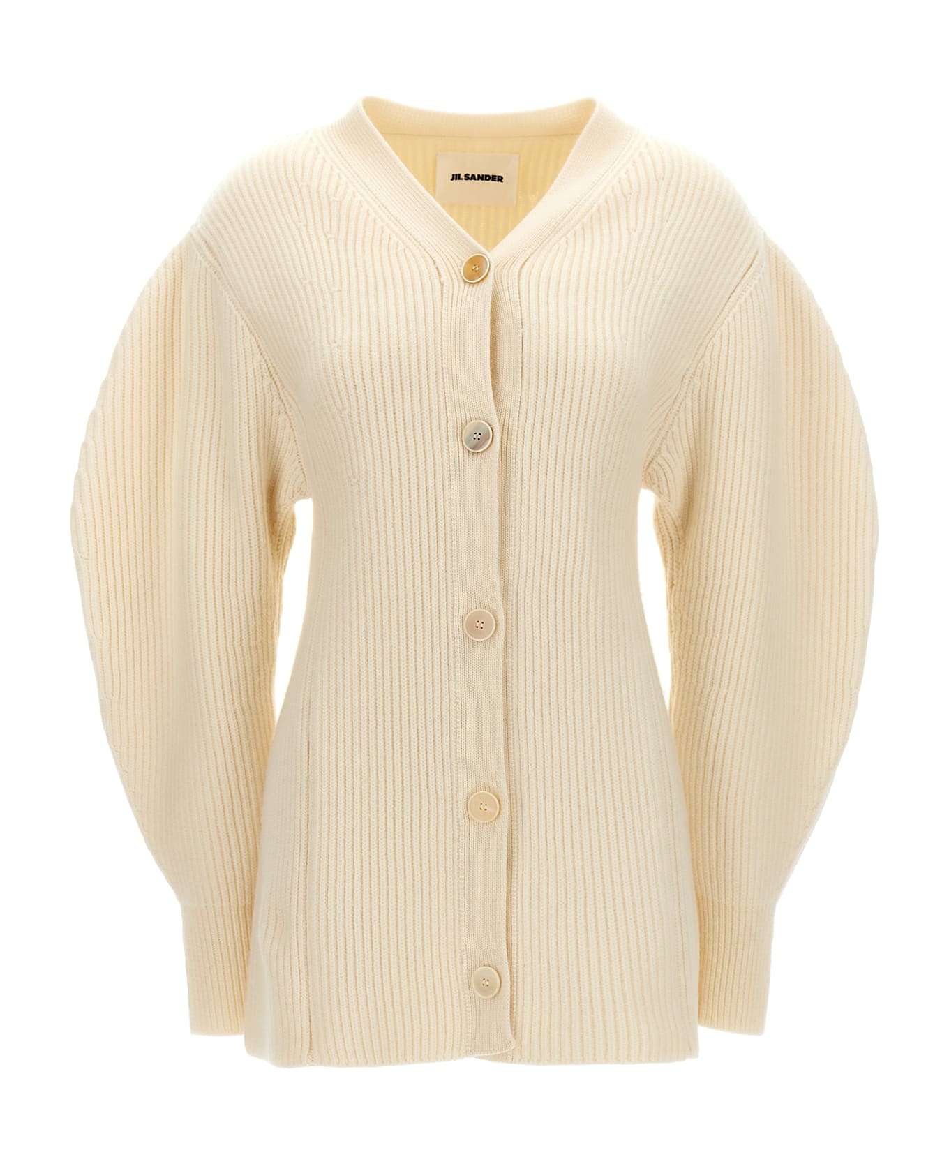 Jil Sander Ribbed Cardigan - WHITE