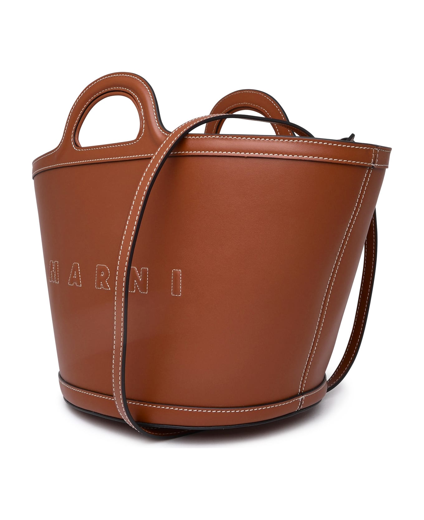 Marni Tropicalia Small Bag In Brown Leather - Brown トートバッグ