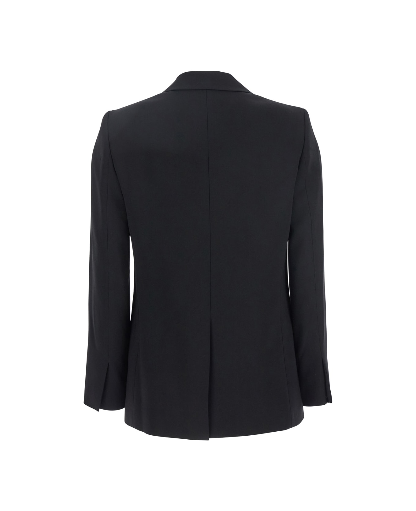 Theory Black Double Breasted Jacket With Shoulder Pads In Tech Fabric Woman - Black