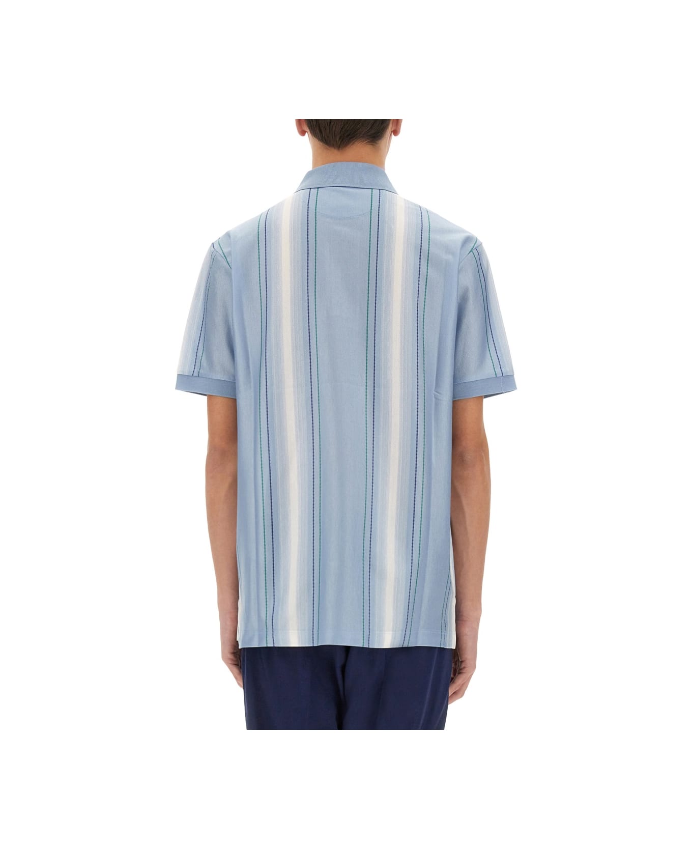 Paul Smith Polo Shirt With Vertical Stripes - AZURE