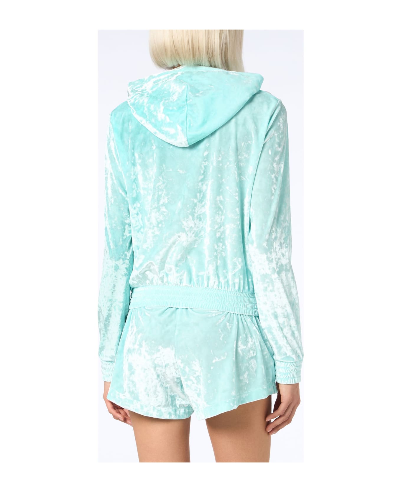 MC2 Saint Barth Woman Water Green Chenille Zipped Hoodie Jasmine - GREEN