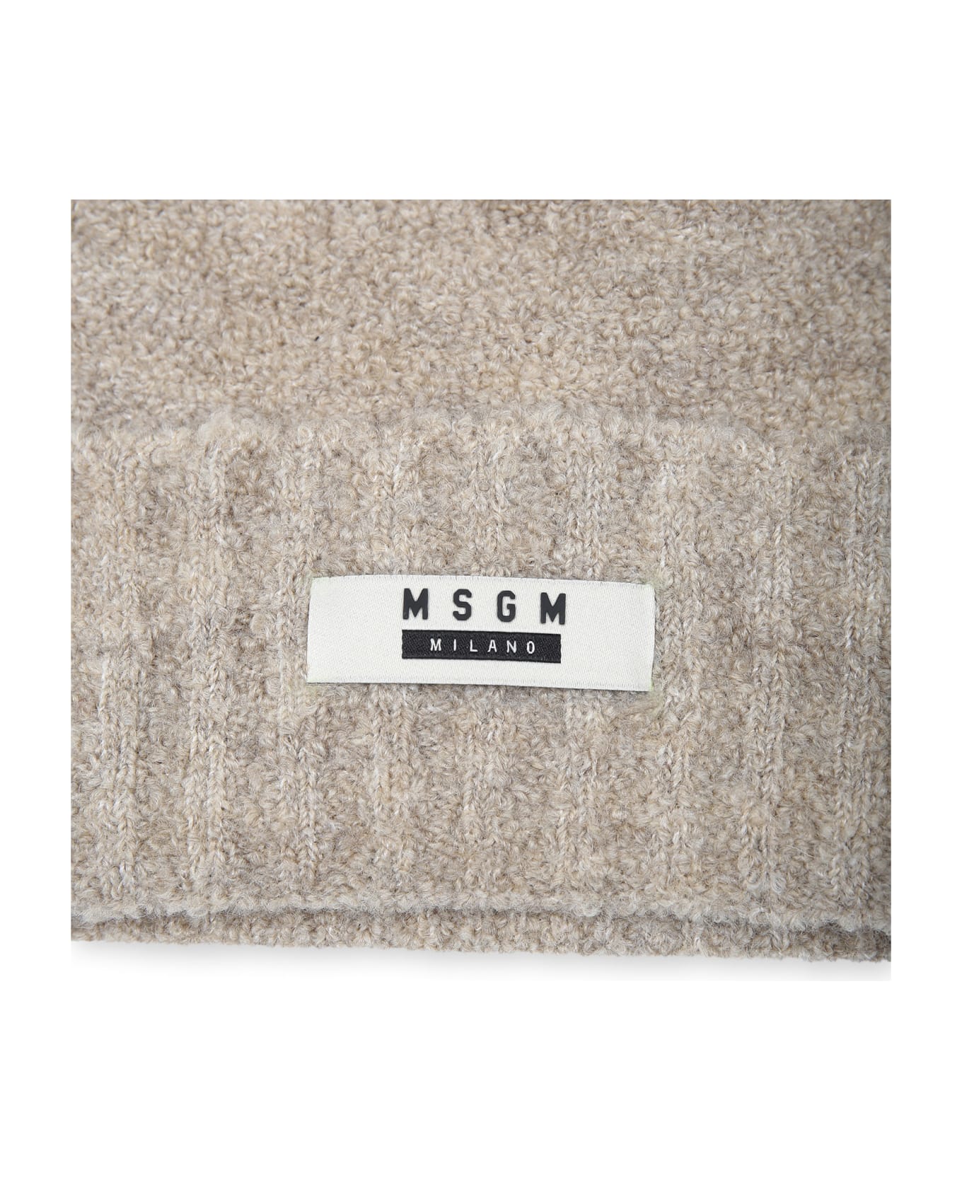 MSGM Beige Hat For Kkids With Logo - Beige