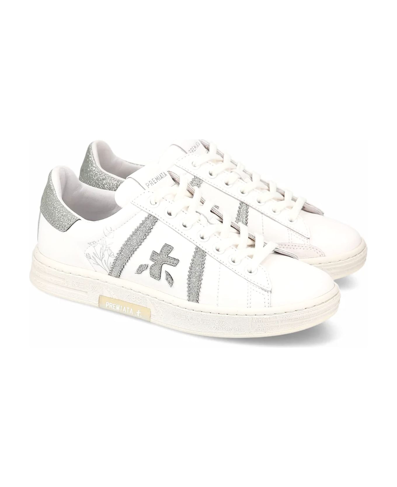 Premiata White Calf Leather Russell Sneakers - White