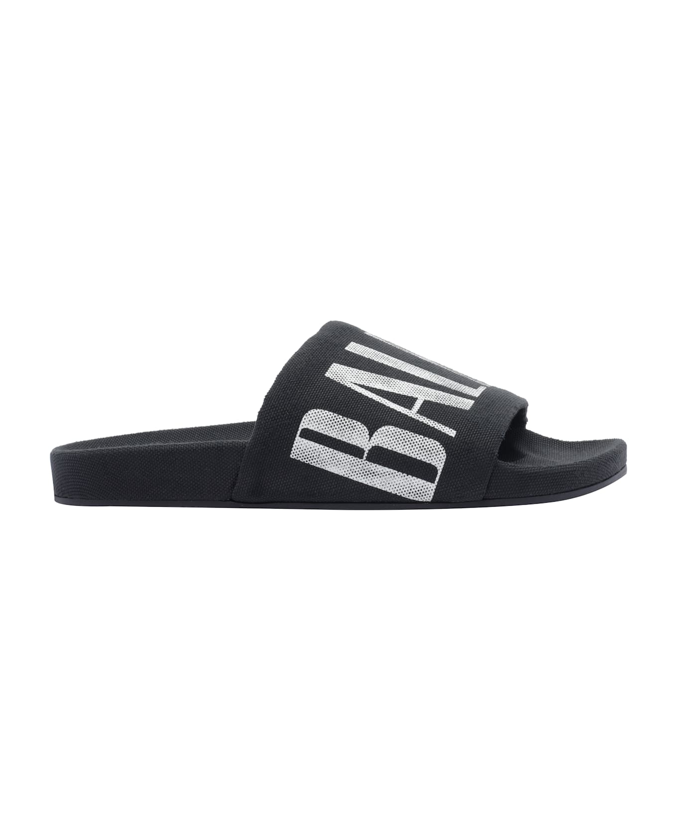 Balenciaga Logo Slide Sandals - Black