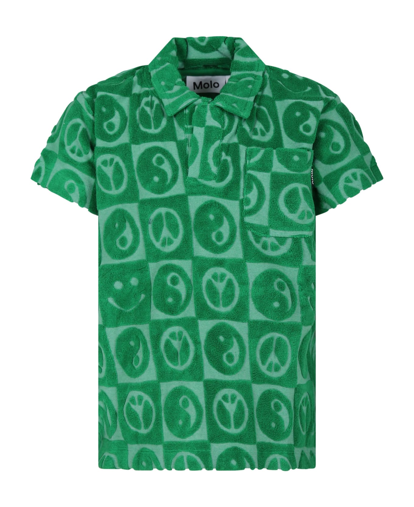 Molo Green T-shirt For Boy With Yin And Yang - Green Tシャツ＆ポロシャツ