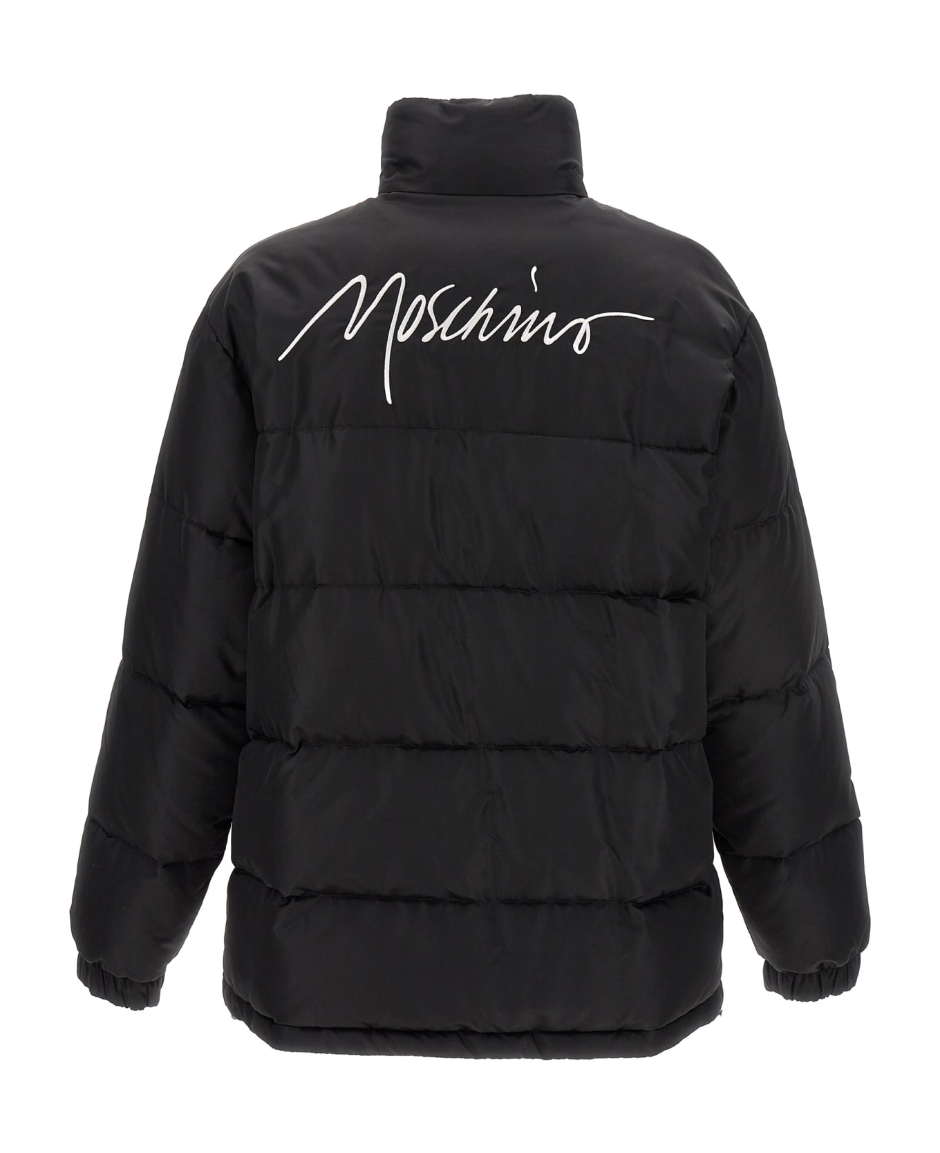 Moschino Logo Embroidery Down Jacket - Black  