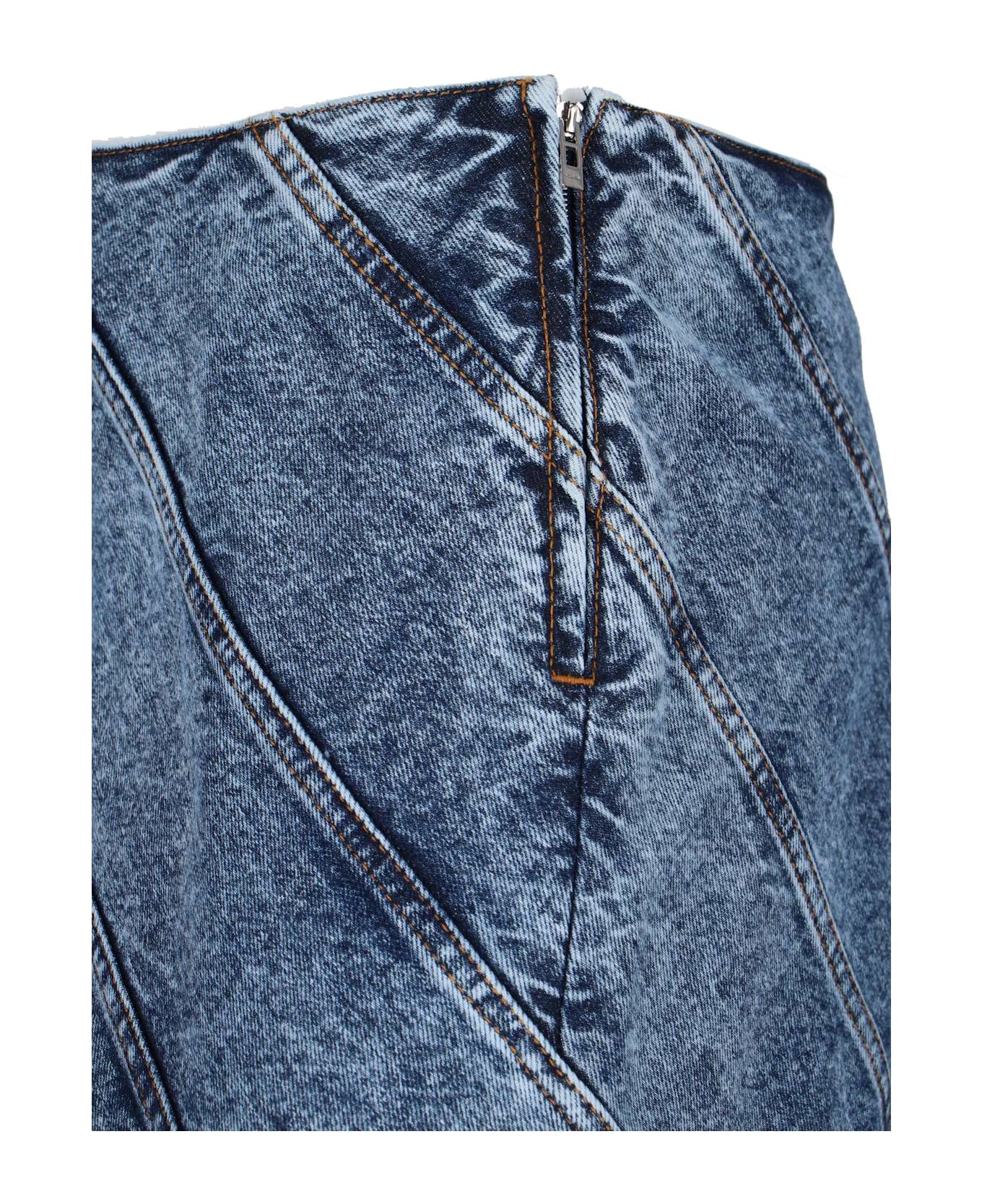 Alaia Denim Spiral Midi Skirt - Blue