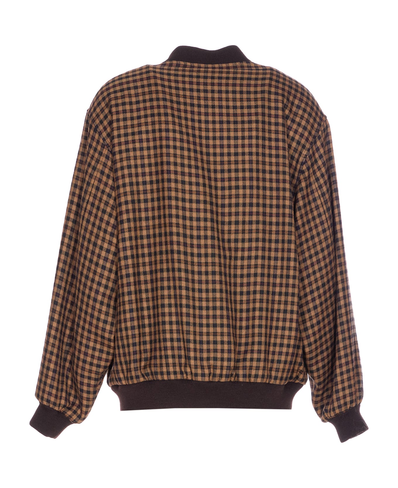 Saint Laurent Wool Cassandre Bomber Jacket - Brown