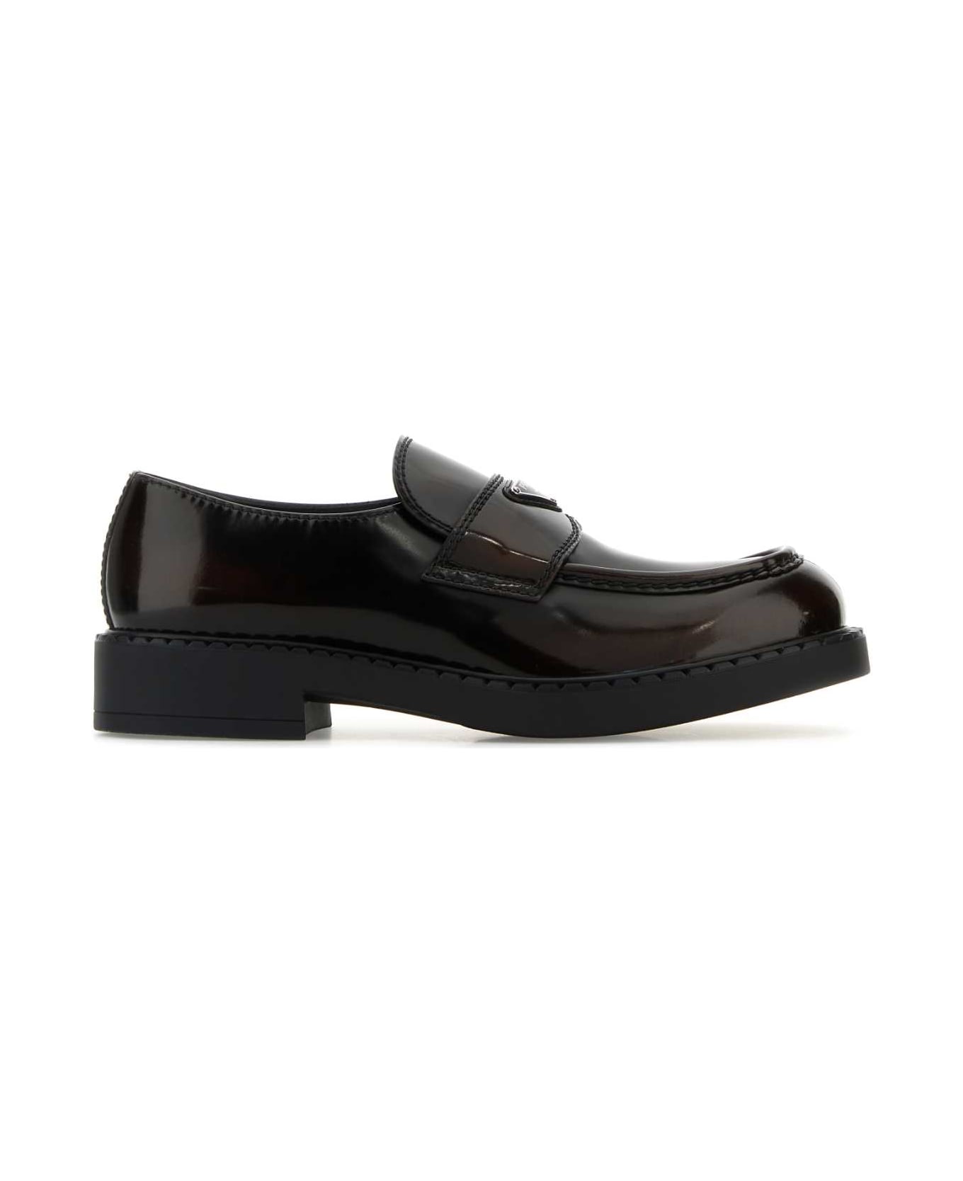 Prada Dark Brown Leather Chocolate Loafers - BRUCIATO