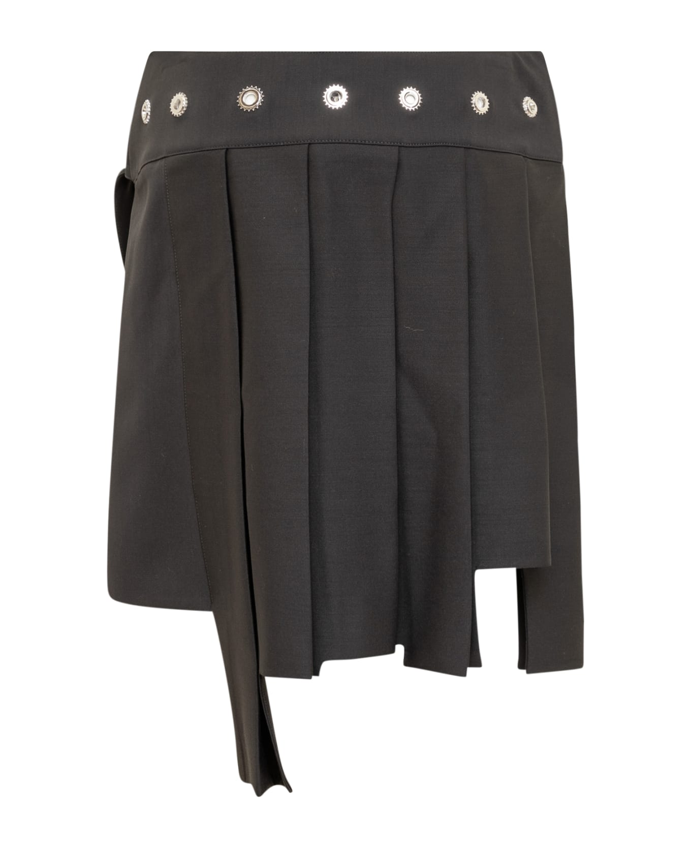 Off-White Pleated Asymmetric Skirt - Black