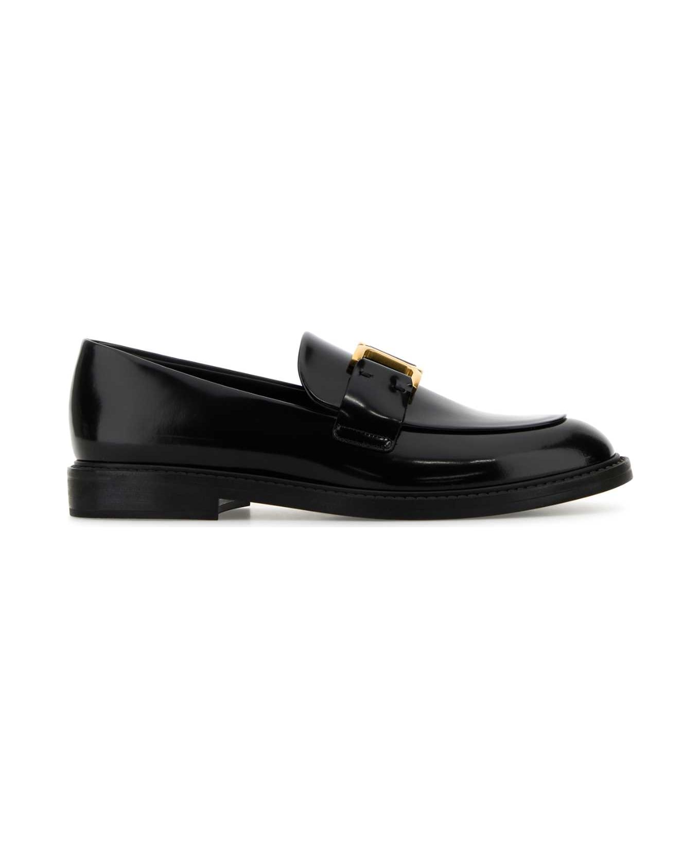 Chloé Black Leather Marcie Loafers - Black