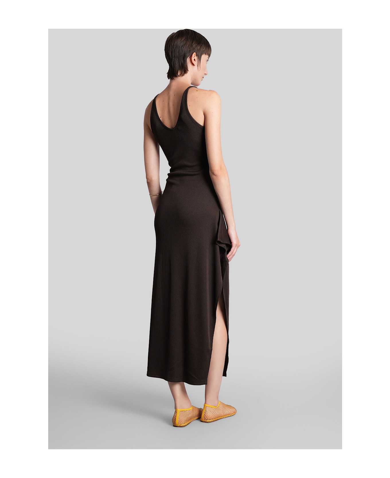 Christopher Esber Long Dress In Brown Polyester - brown