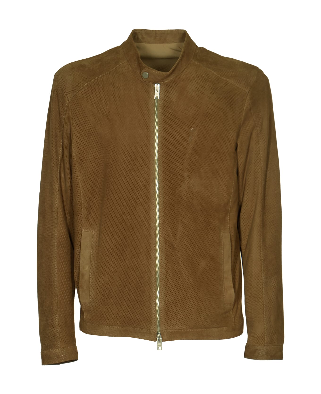 DFour Band Collar Zipped Jacket - Taupe