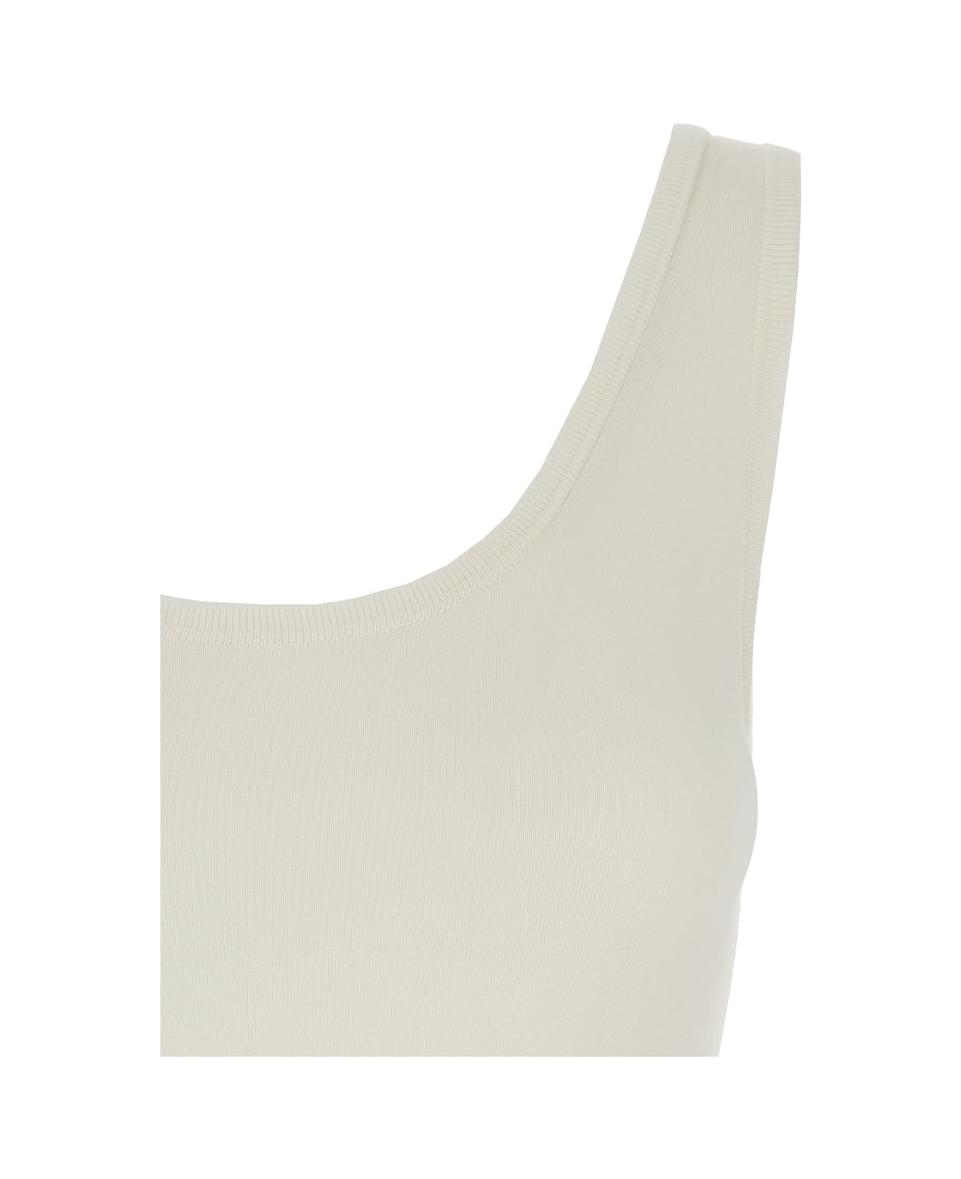 Phoebe Philo White Bodysuit With Round Neck In Silk Blend Stretch Woman - White