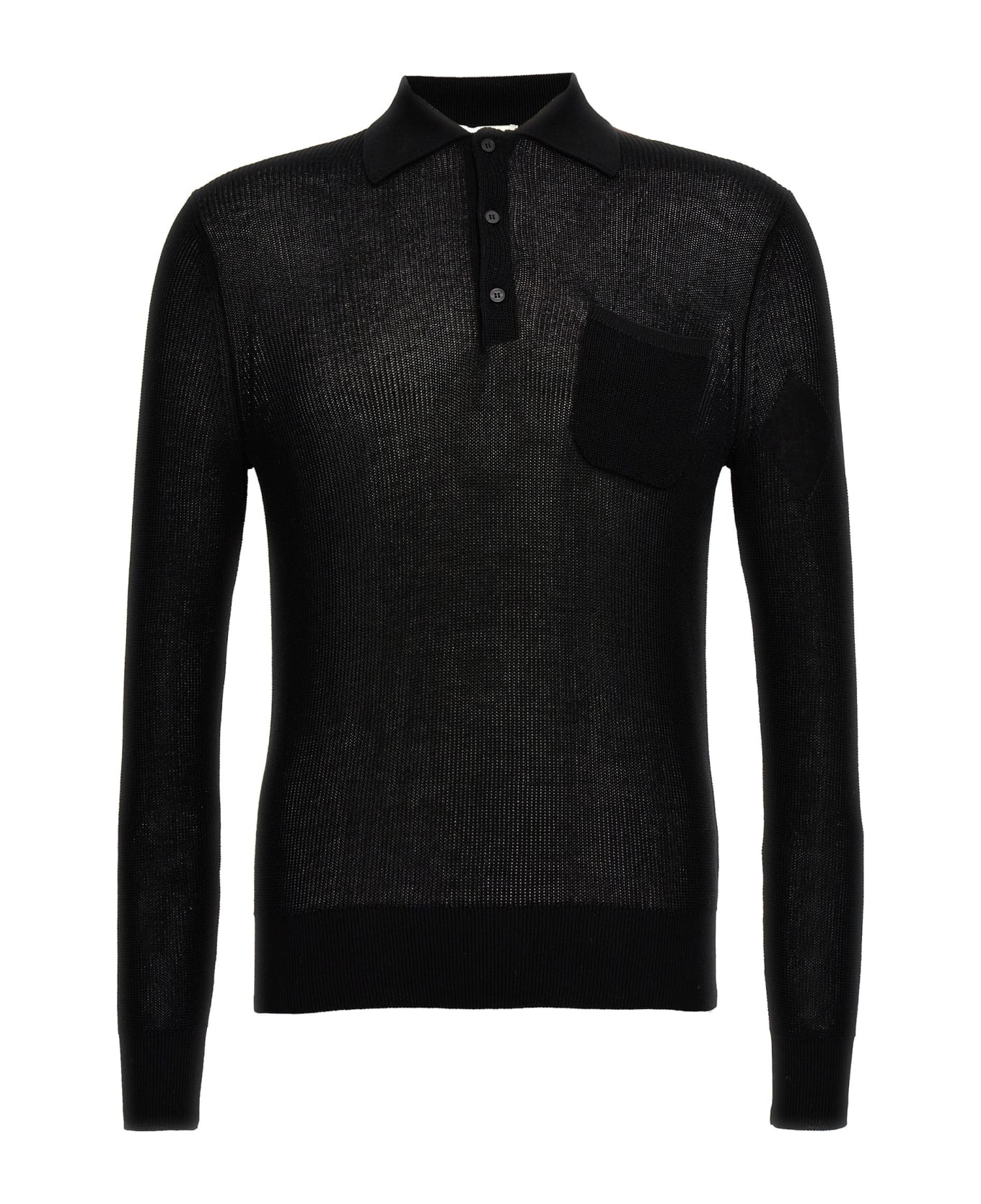 Ballantyne Cotton Knit Polo Shirt - Black   ポロシャツ