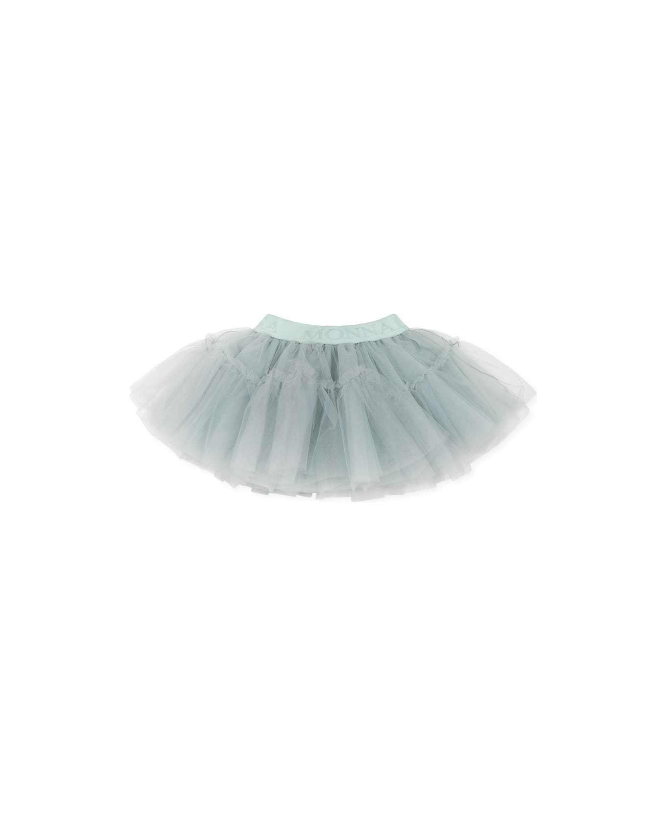 Monnalisa Light Blue Skirt For Baby Girl With Logo - Light Blue