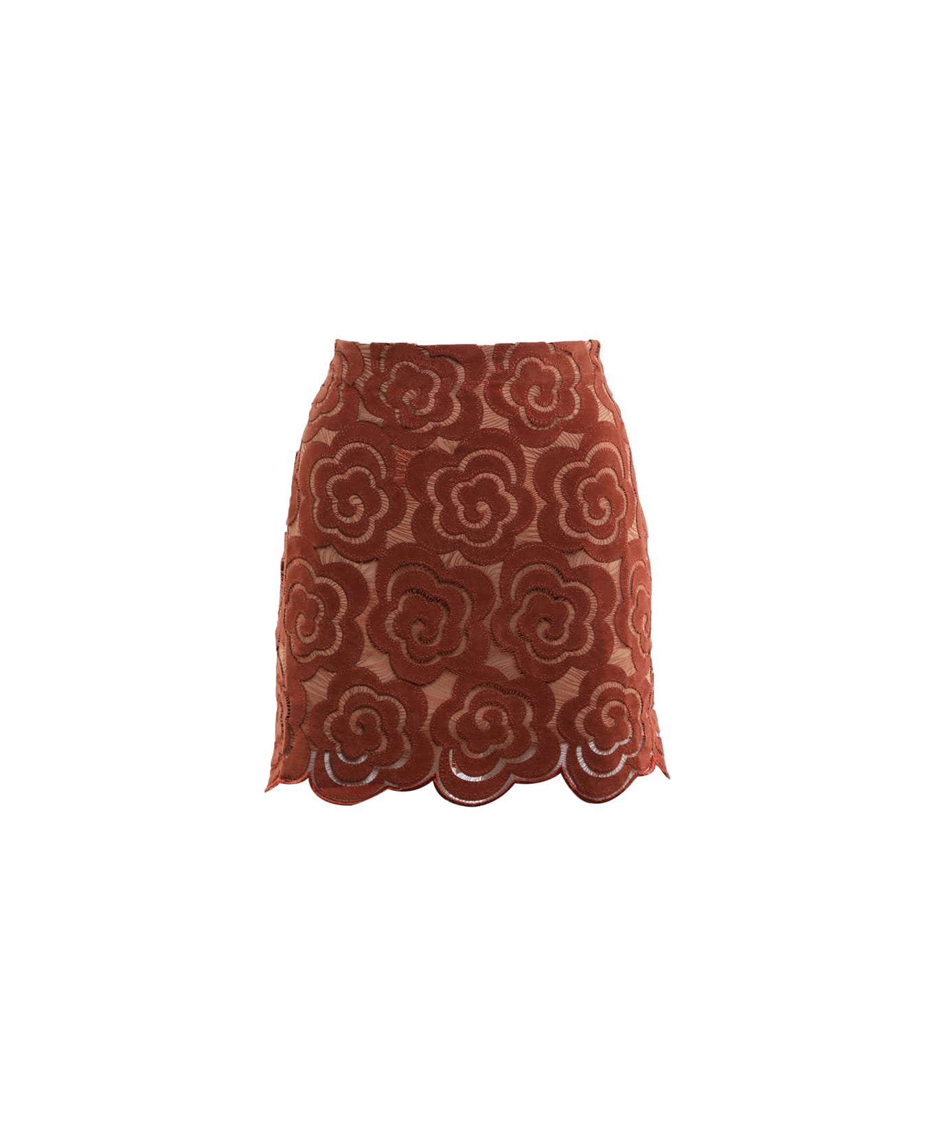 For Love & Lemons Textured Aiko Mini Skirt - Red