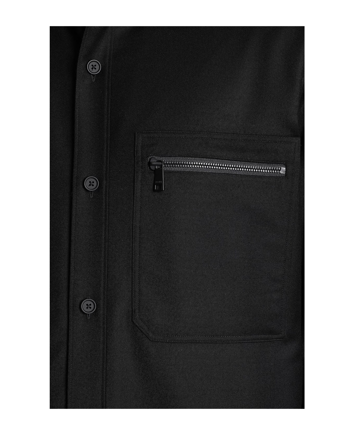 Zegna Casual Jacket In Black Wool - black