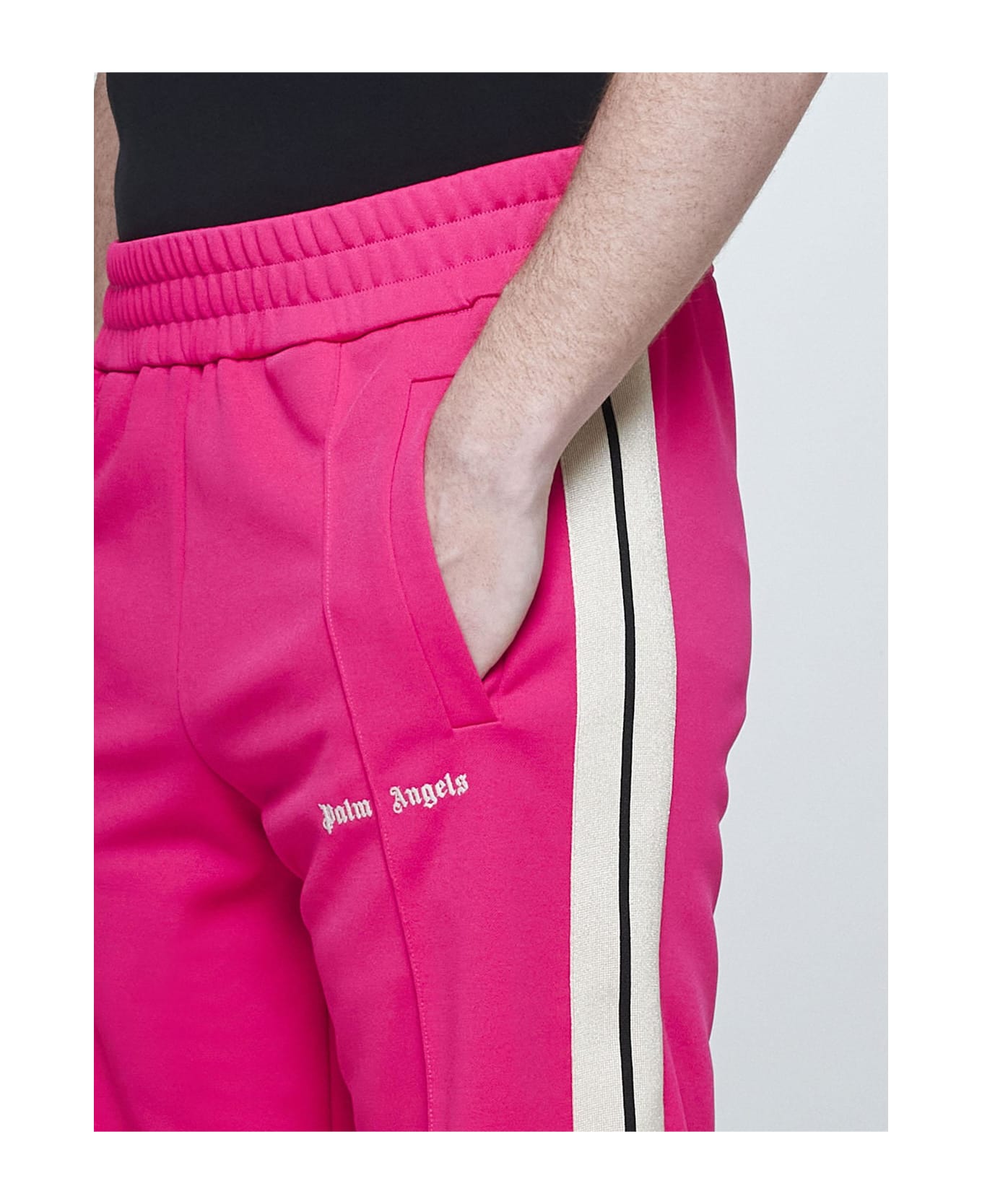 Palm Angels Logo Jersey Track Trousers - FUCHSIA FLUO  OFF WHITE