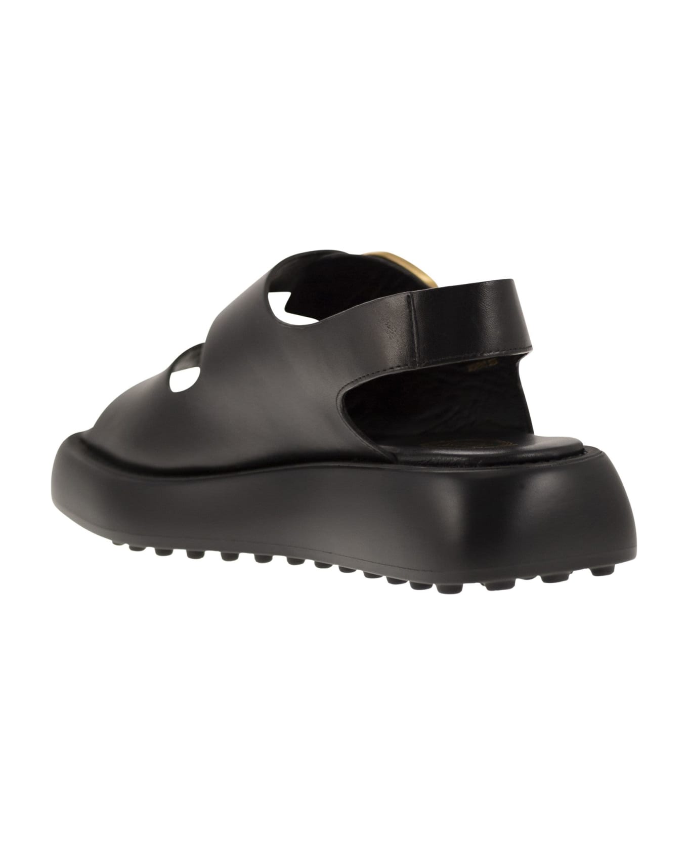 Tod's Leather Sandal With Buckles - Black サンダル