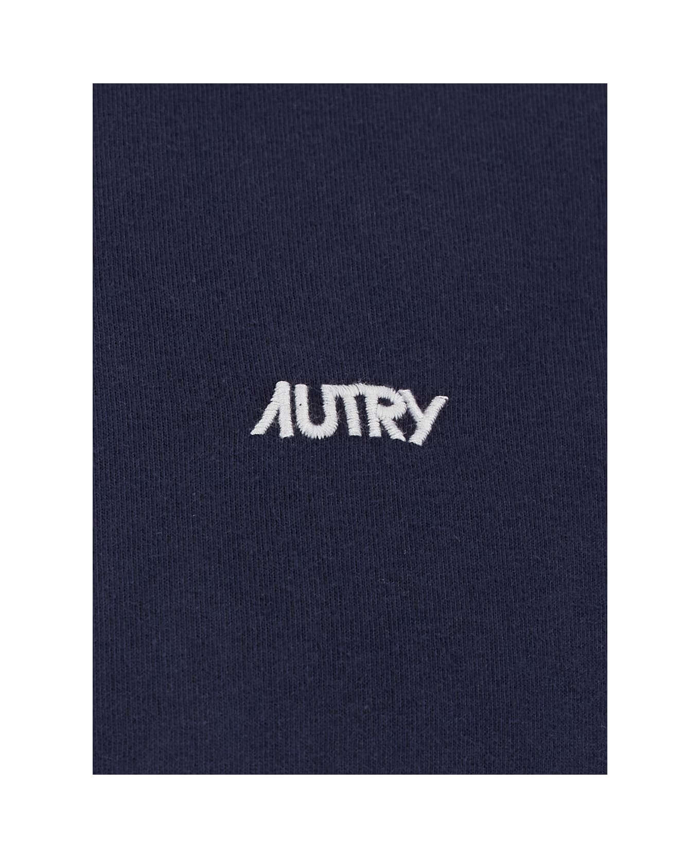 Autry T-shirt With Logo Embroidered On The Front In Cotton - Blu