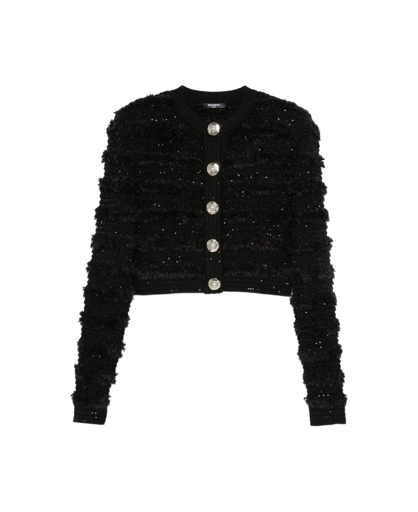 Balmain Tweed Cardigan - Black