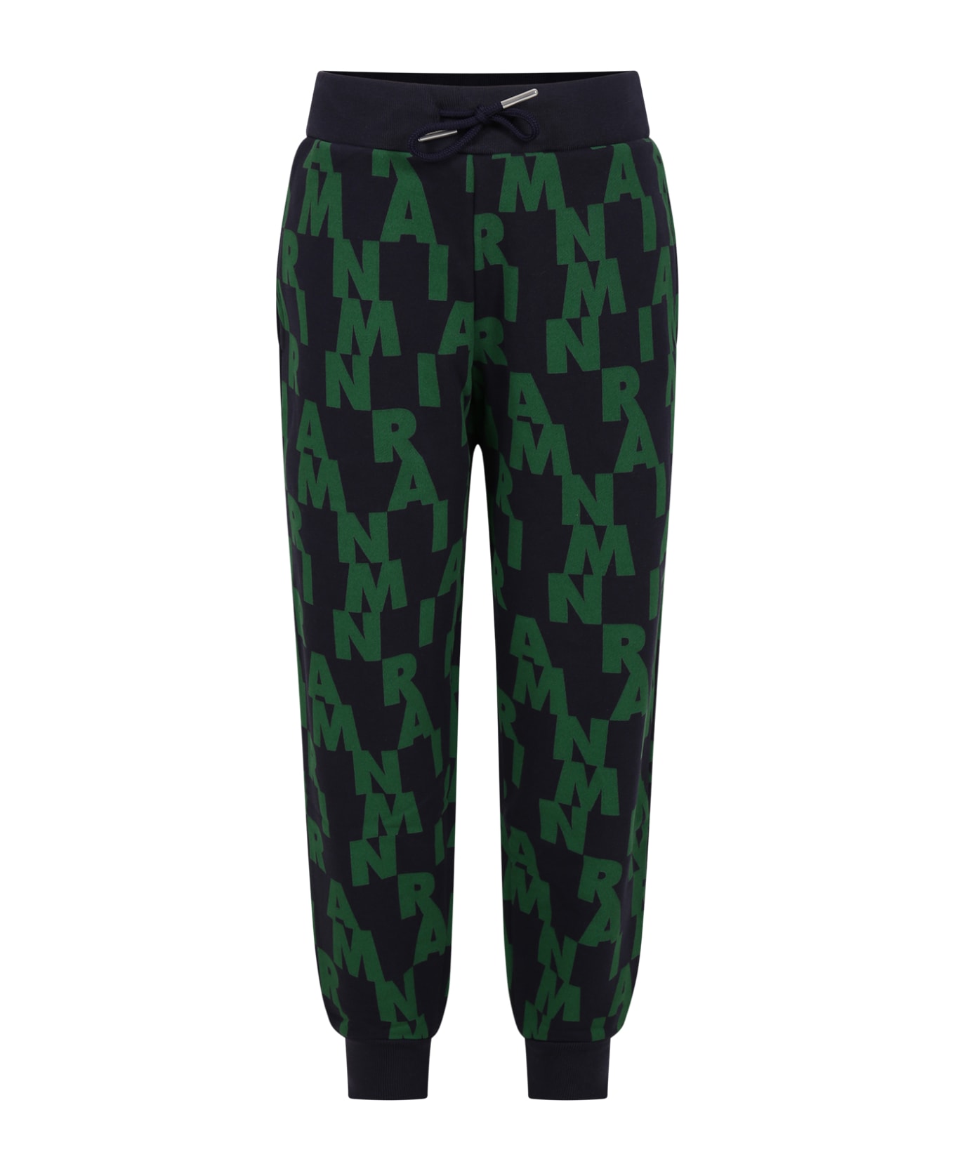 Marni Blue Tracksuit Trousers With Logo All-over For Kids - Blue ボトムス