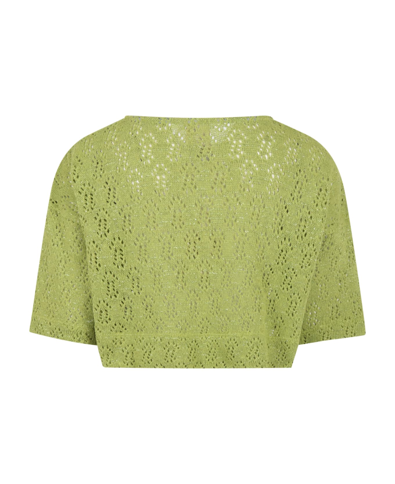 Caffe' d'Orzo Green Sweater For Girl With Lurex Details - Green