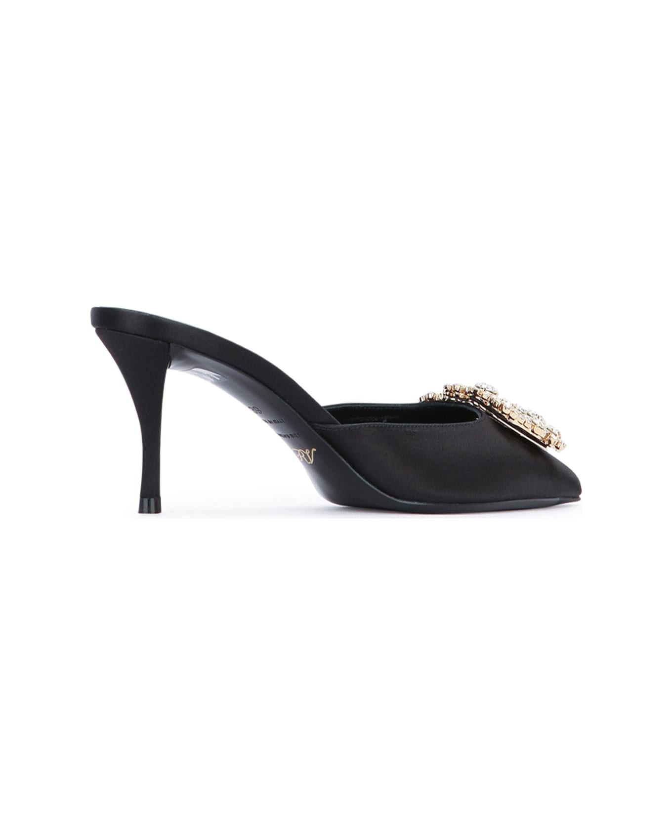 Roger Vivier Flower Strass Mule 65 - NERO