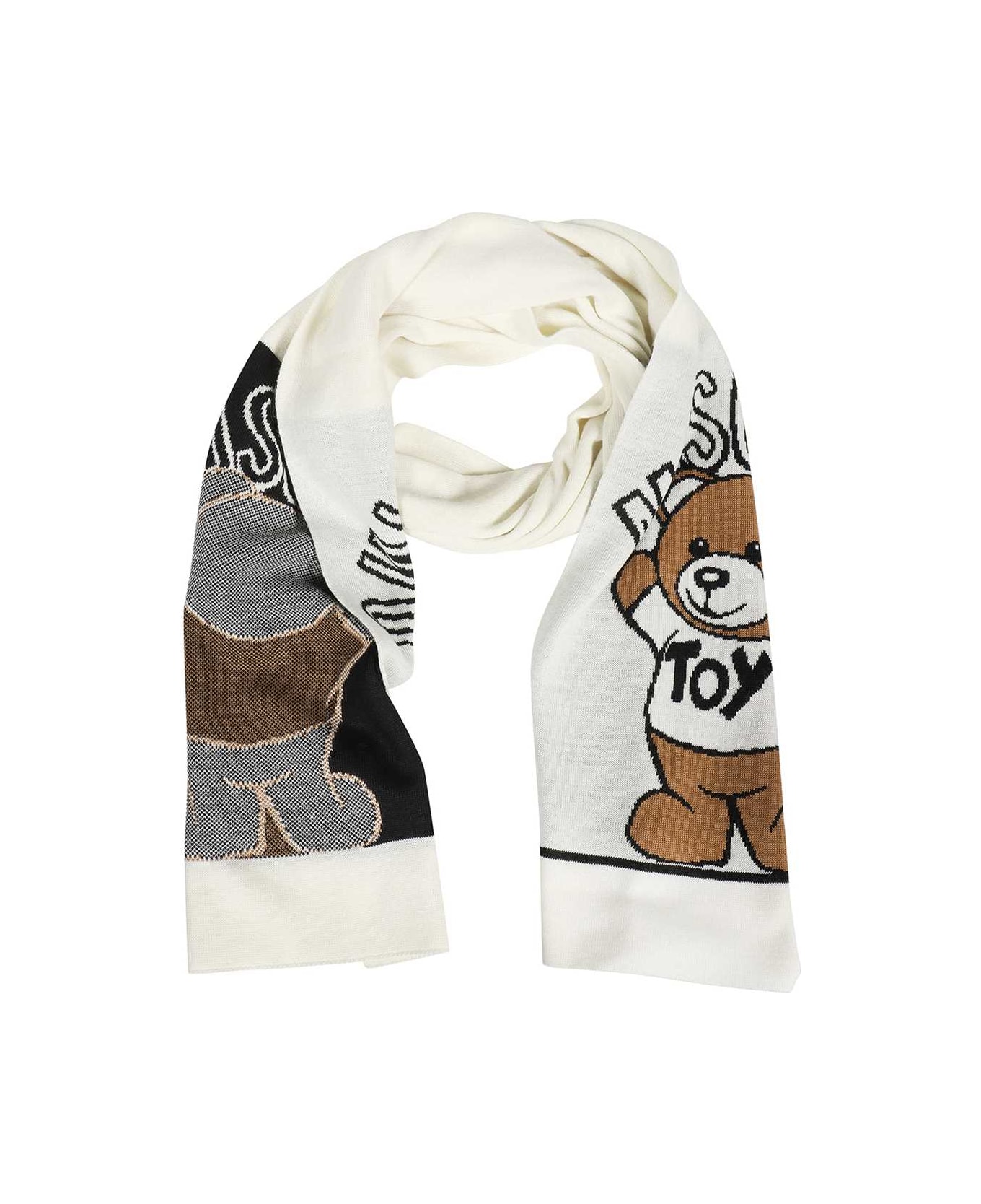 Moschino Logo Knitted Scarf - White