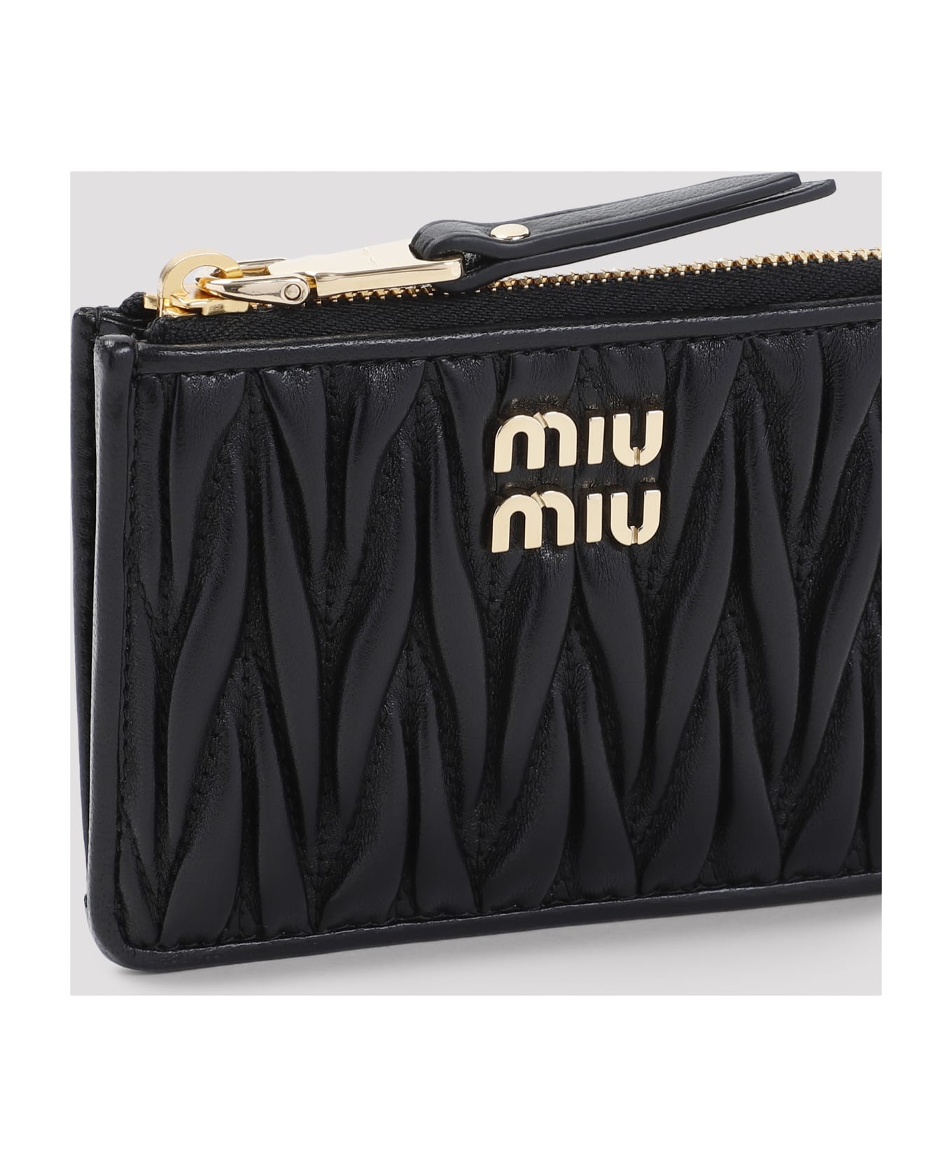 Miu Miu Black Nappa Leather Card Holder - NERO