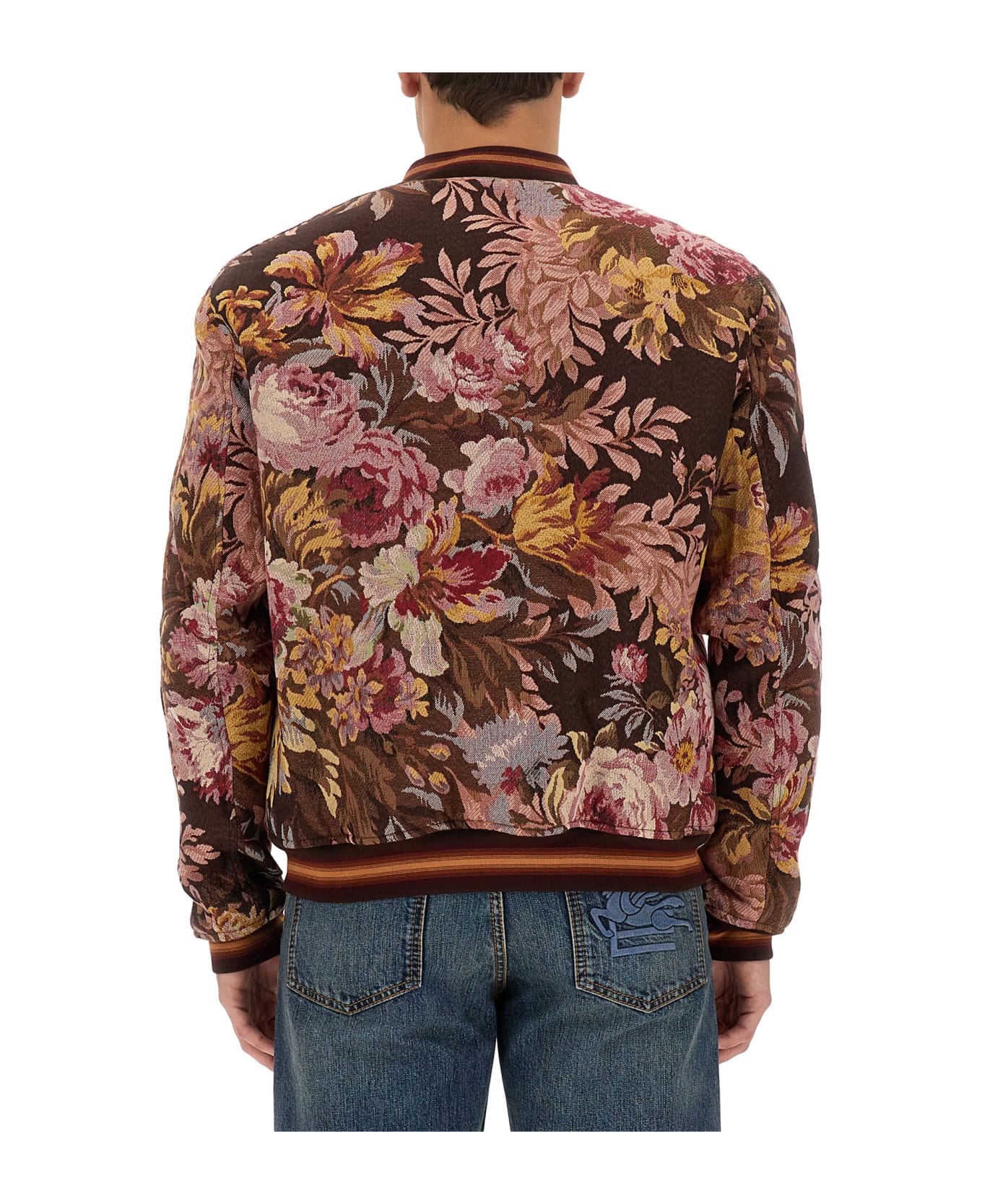Etro Floral Print Bomber Jacket - BROWN