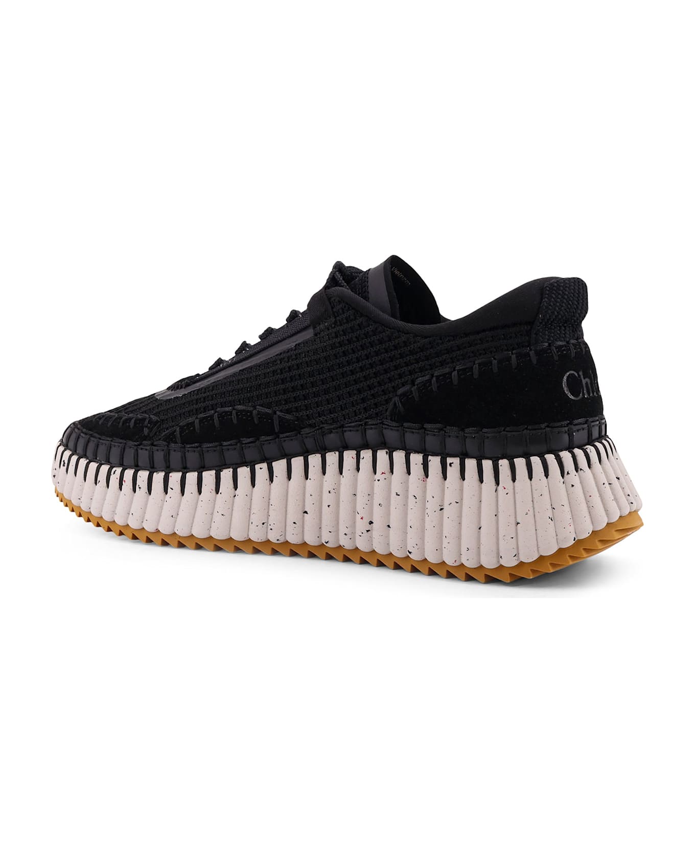 Chloé Nama Low-top Mesh Sneakers With Suede Inserts - Black