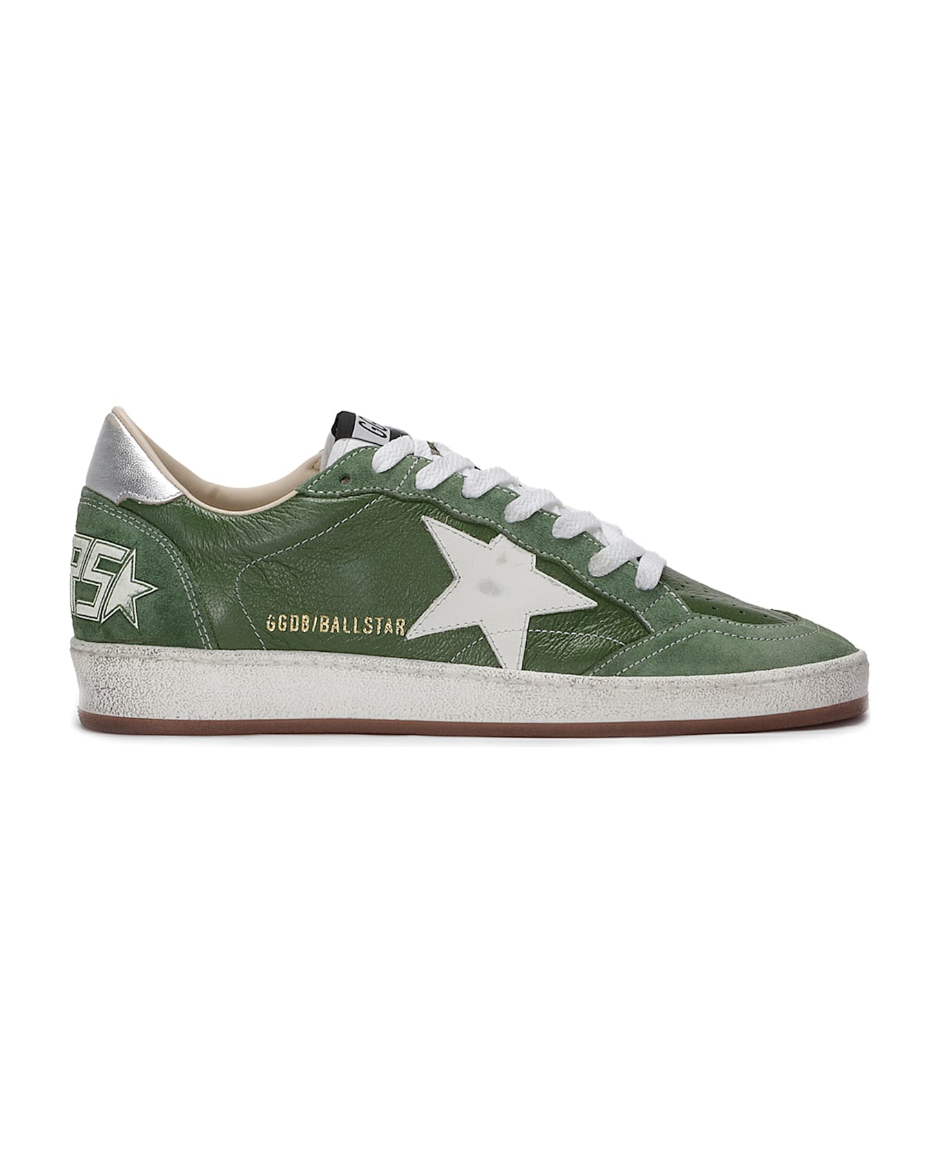 Golden Goose Ballstar Nappa Upper Toe And Spur - GREEN/WHITE/SILVER