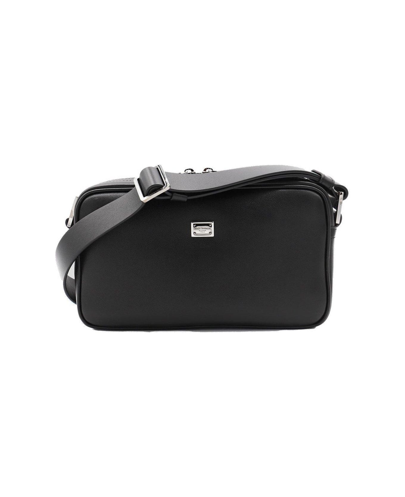 Dolce 
Gabbana Logo Tag Zipped Messenger Bag - BLACK