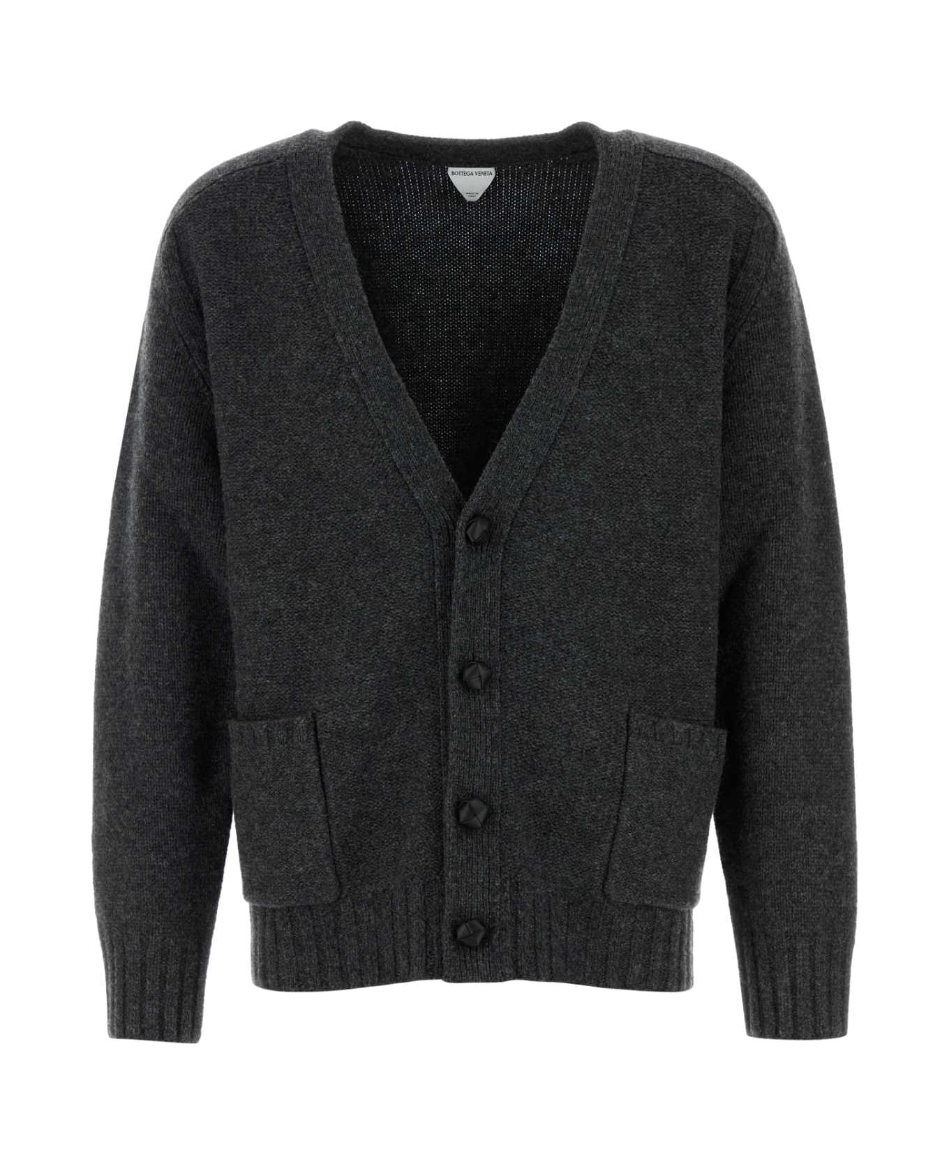 Bottega Veneta Charcoal Wool Cardigan - ANTHRACITE