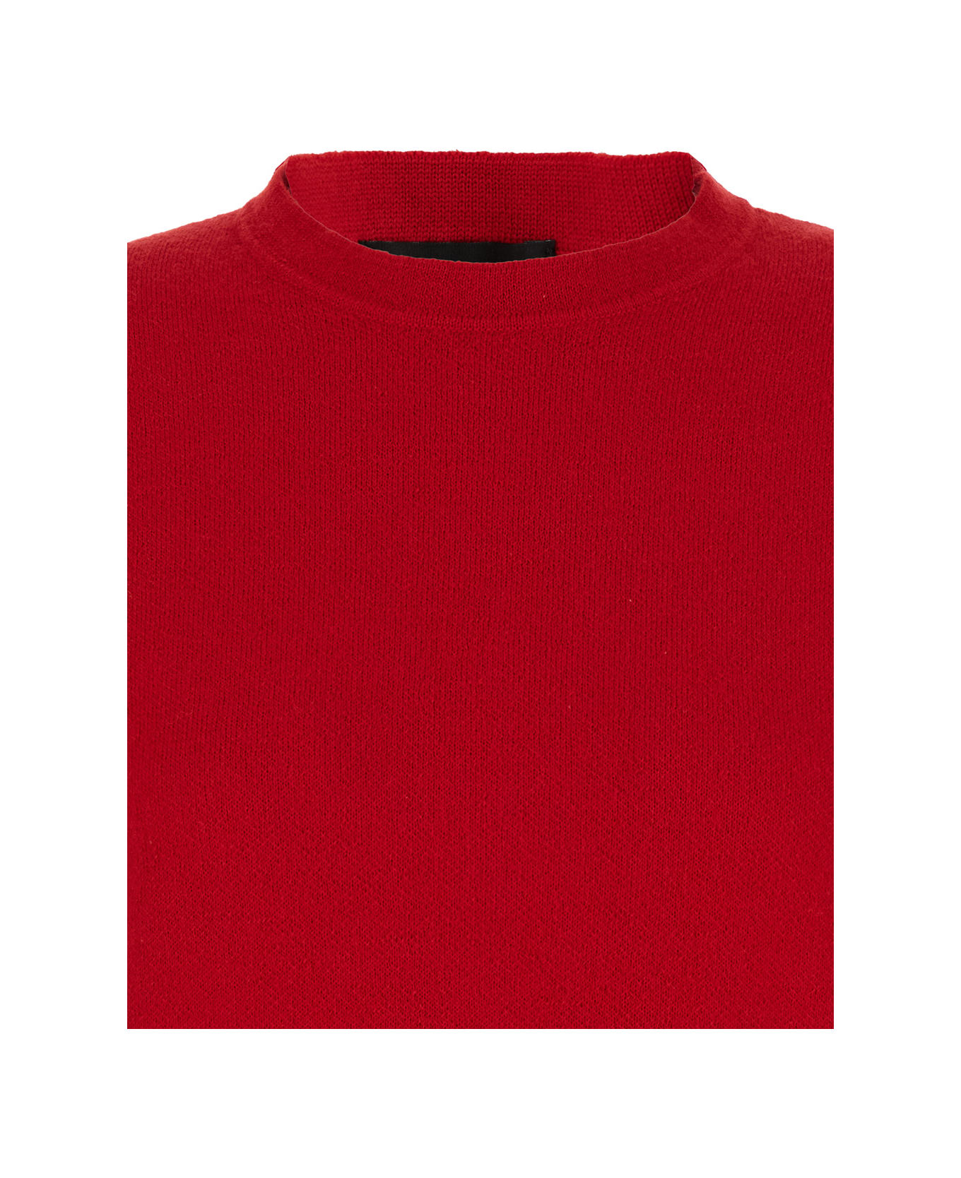 Fabiana Filippi Red Crew Neck Sweater With Short Sleeves In Virgin Wool Blend Woman - Red