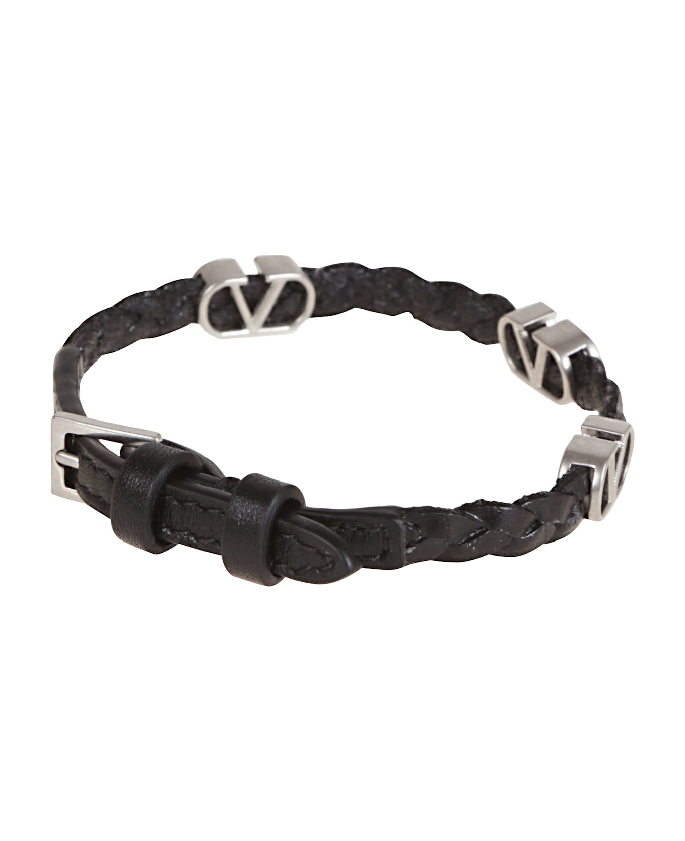 Valentino Garavani Leather Bracelet Vlogo Signature - No Nero